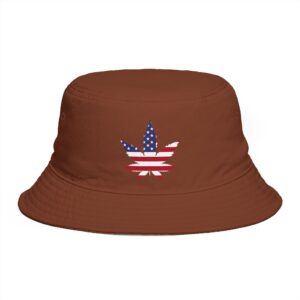 American Flag Cannabis Leaf Bucket Hat - Patriotic 4th of July Festival Accessory
