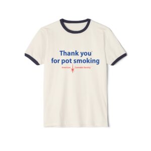 Thank You for Pot Smoking® ringer T-shirt with vintage contrast collar — cannabis tee from THC Factor by GreenRX™