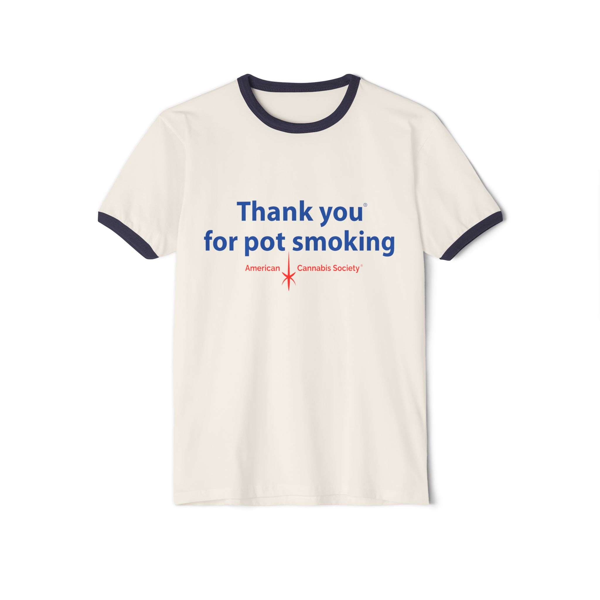 Thank You for Pot Smoking® ringer T-shirt with vintage contrast collar — Tees from THC Factor by GreenRX™
