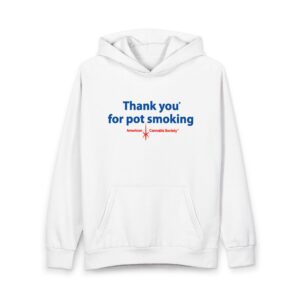 Thank You for Pot Smoking® retro logo pullover hoodie — heavyweight cannabis sweatshirt from THC Factor by GreenRX™