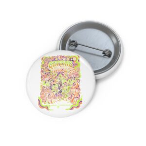 Psychedelic Mushroom Pin Button — 'Growing Juice' Trippy Retro Badge