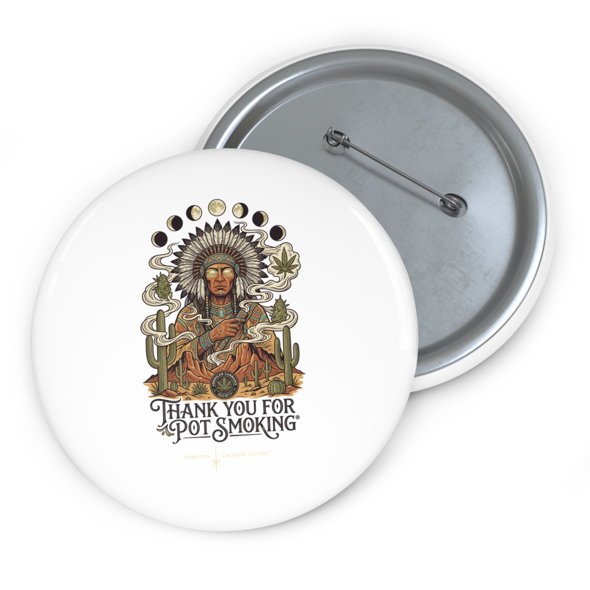 Pin Button — "Thank You For Pot Smoking®" Vintage Native-Inspired Cannabis Badge - Image 5