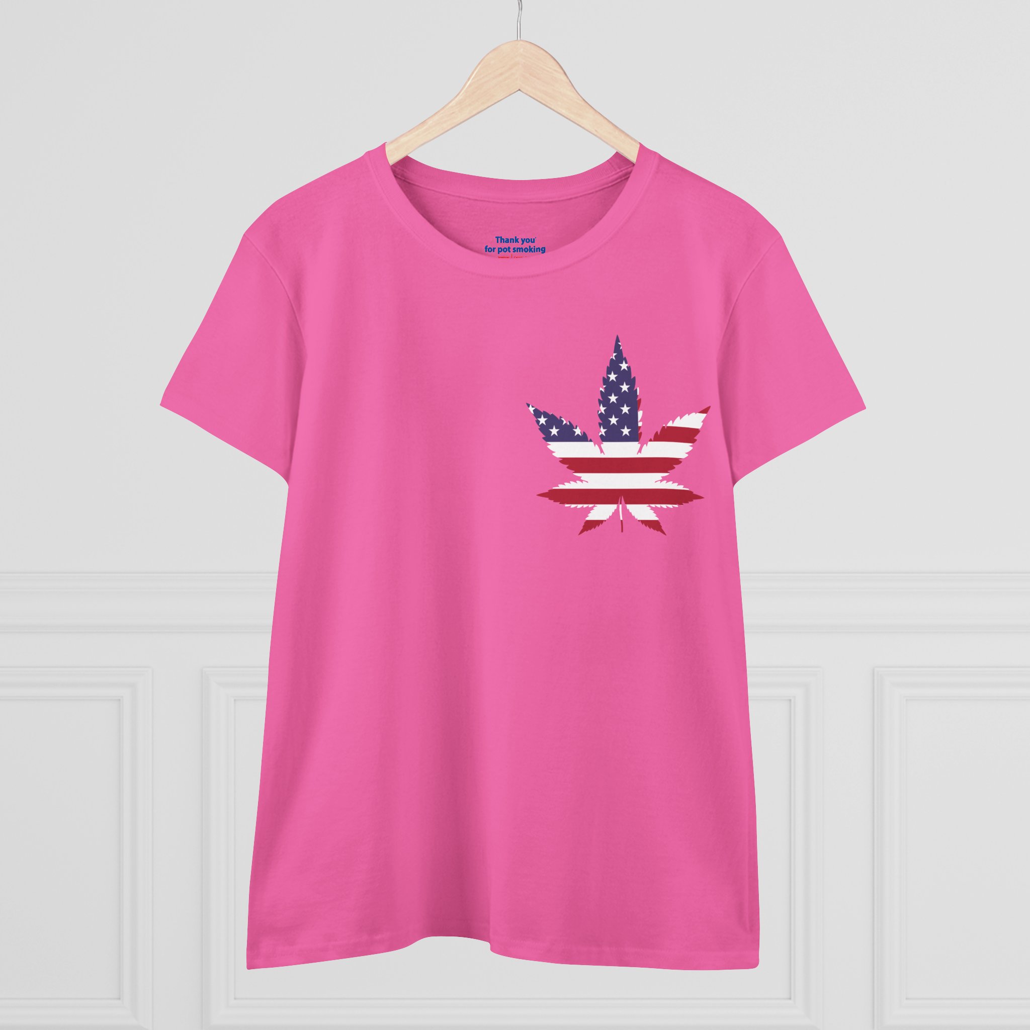 American Flag Leaf Tee — Women's Patriotic Cannabis Graphic T-Shirt - Image 35
