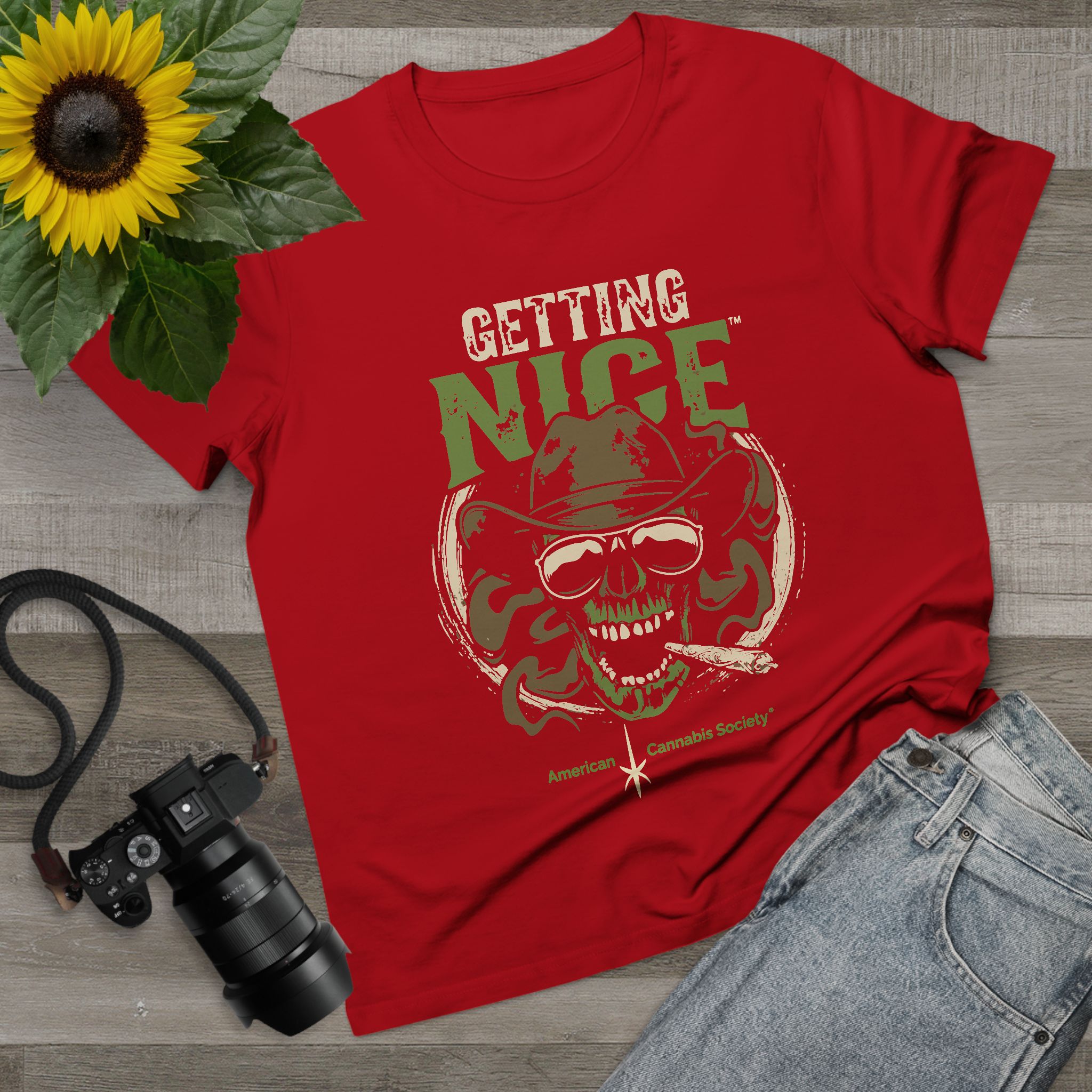Getting Nice Cannabis Skull Tee — Women’s Maple T-Shirt - Image 11