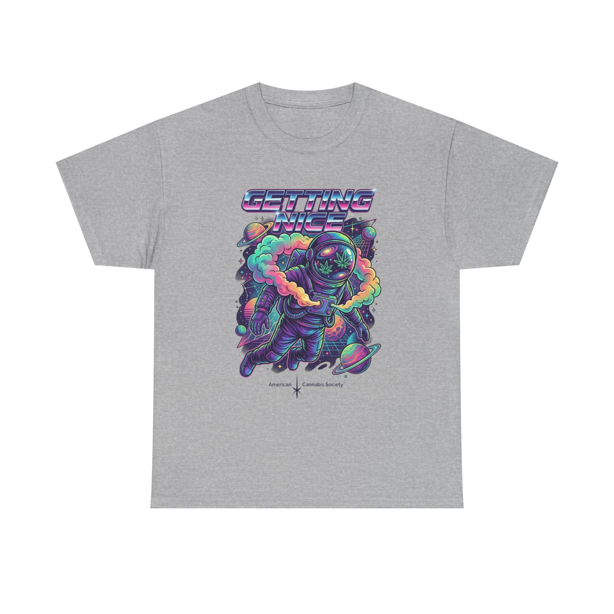 Getting Nice™ Astronaut T-Shirt — Retro Neon Space Cannabis Graphic Tee - Image 21