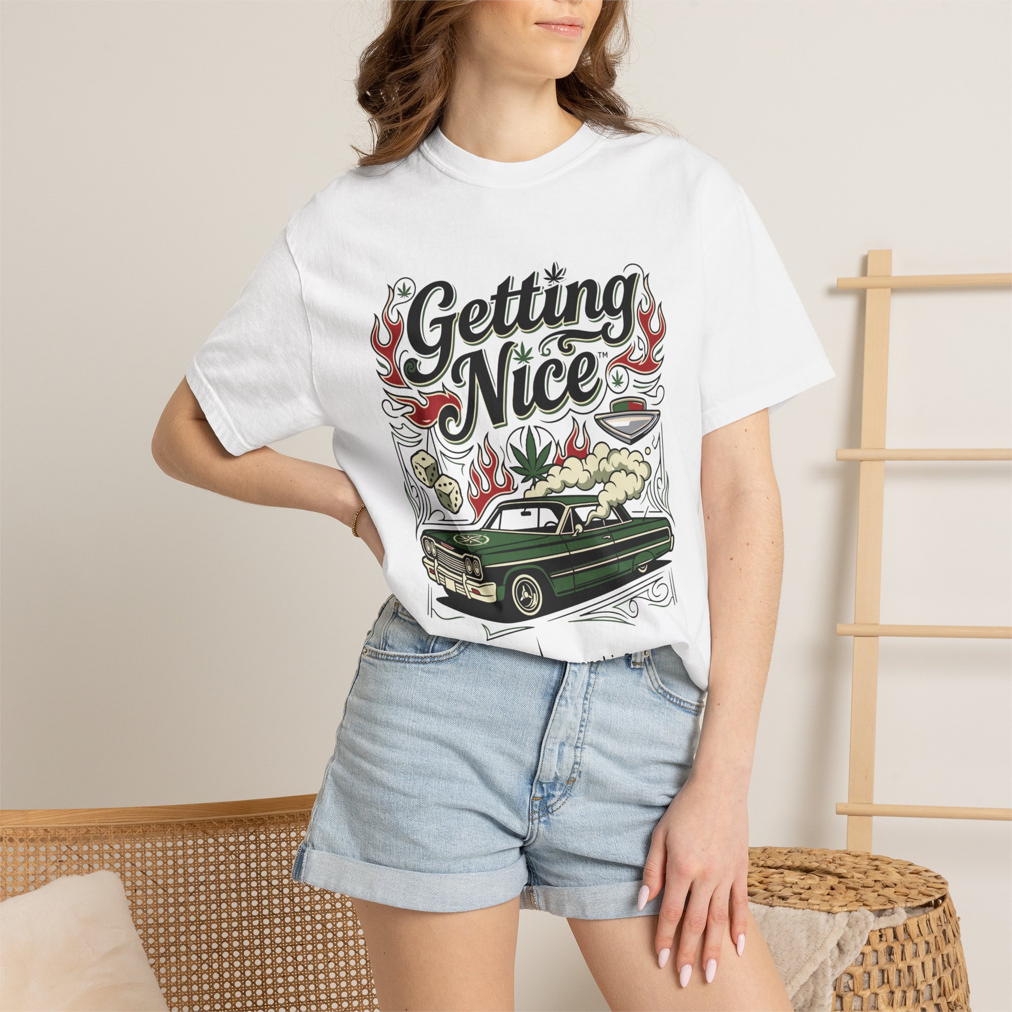 Getting Nice™ Lowrider T-Shirt — Cannabis Car Culture Graphic Tee - Image 8
