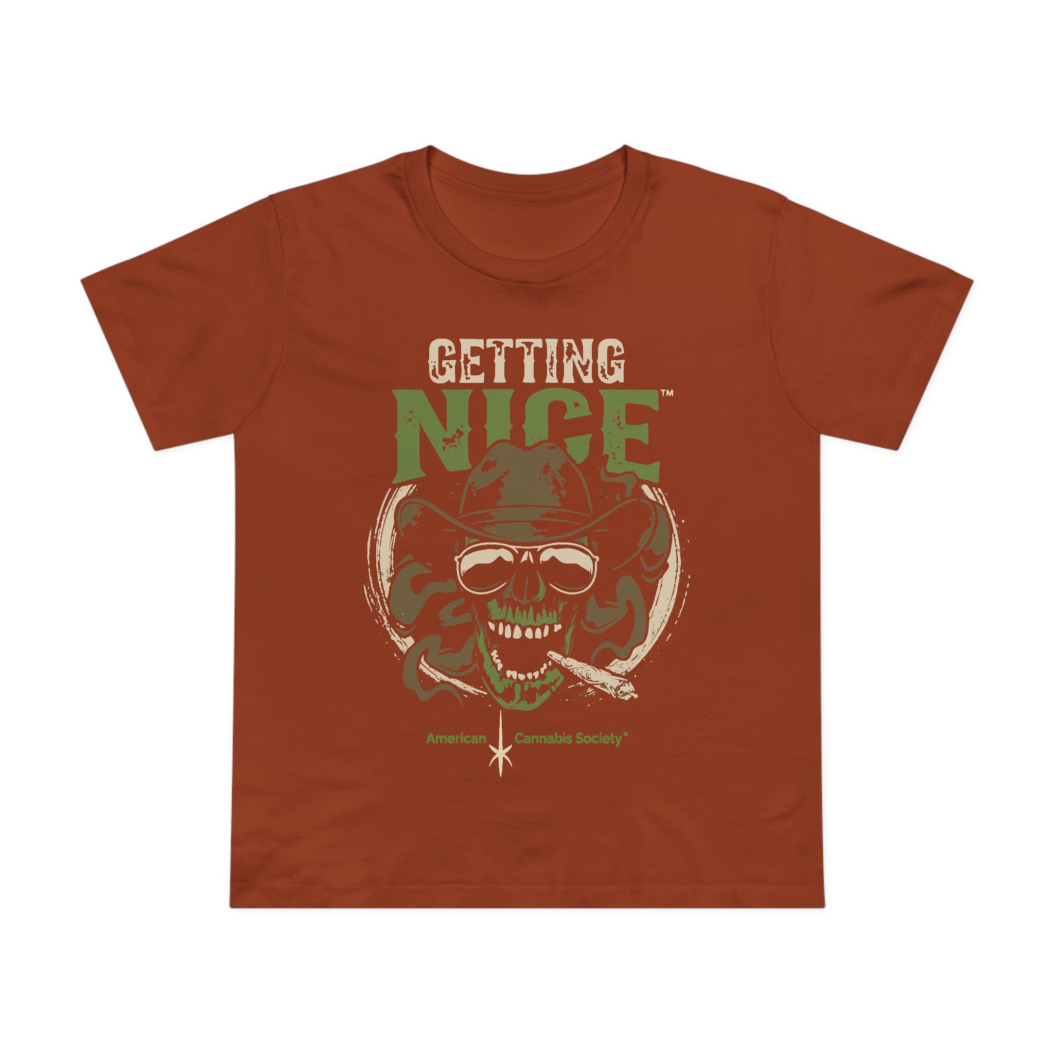Getting Nice Cannabis Skull Tee — Women’s Maple T-Shirt - Image 25