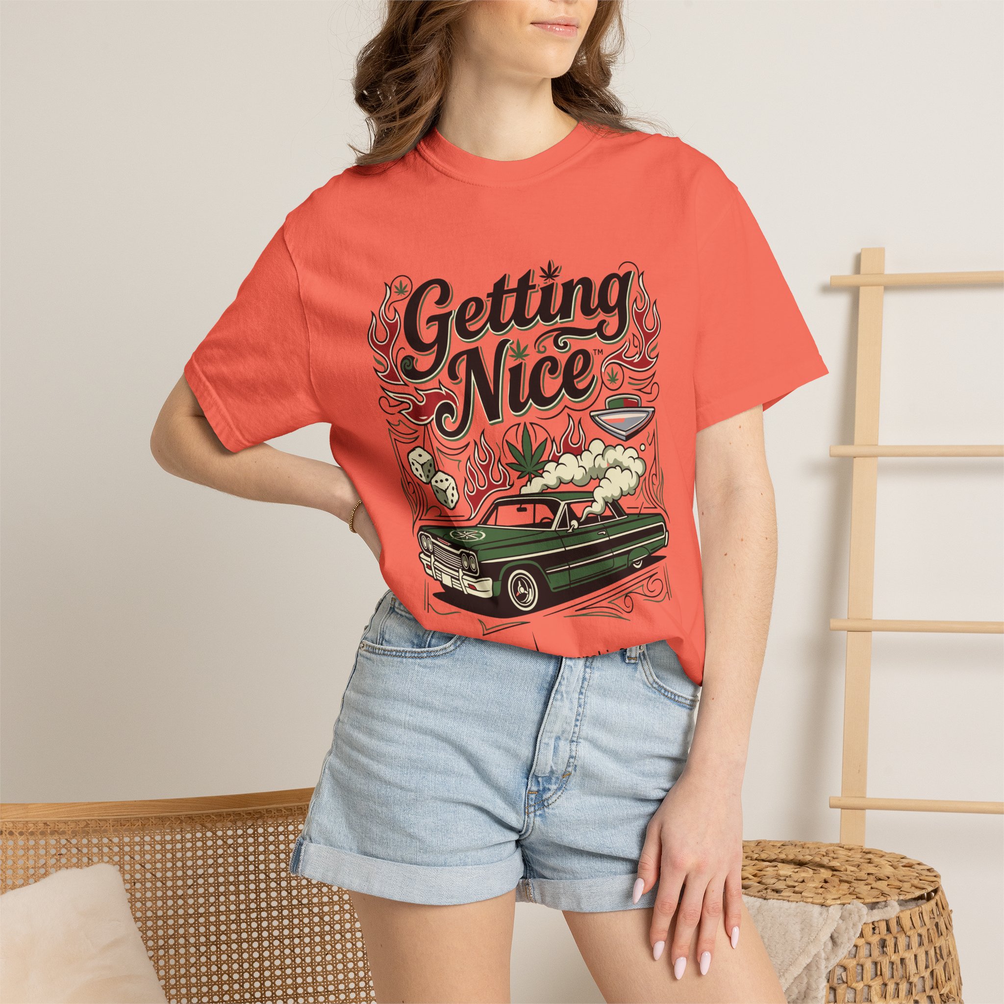 Getting Nice™ Lowrider T-Shirt — Cannabis Car Culture Graphic Tee - Image 4