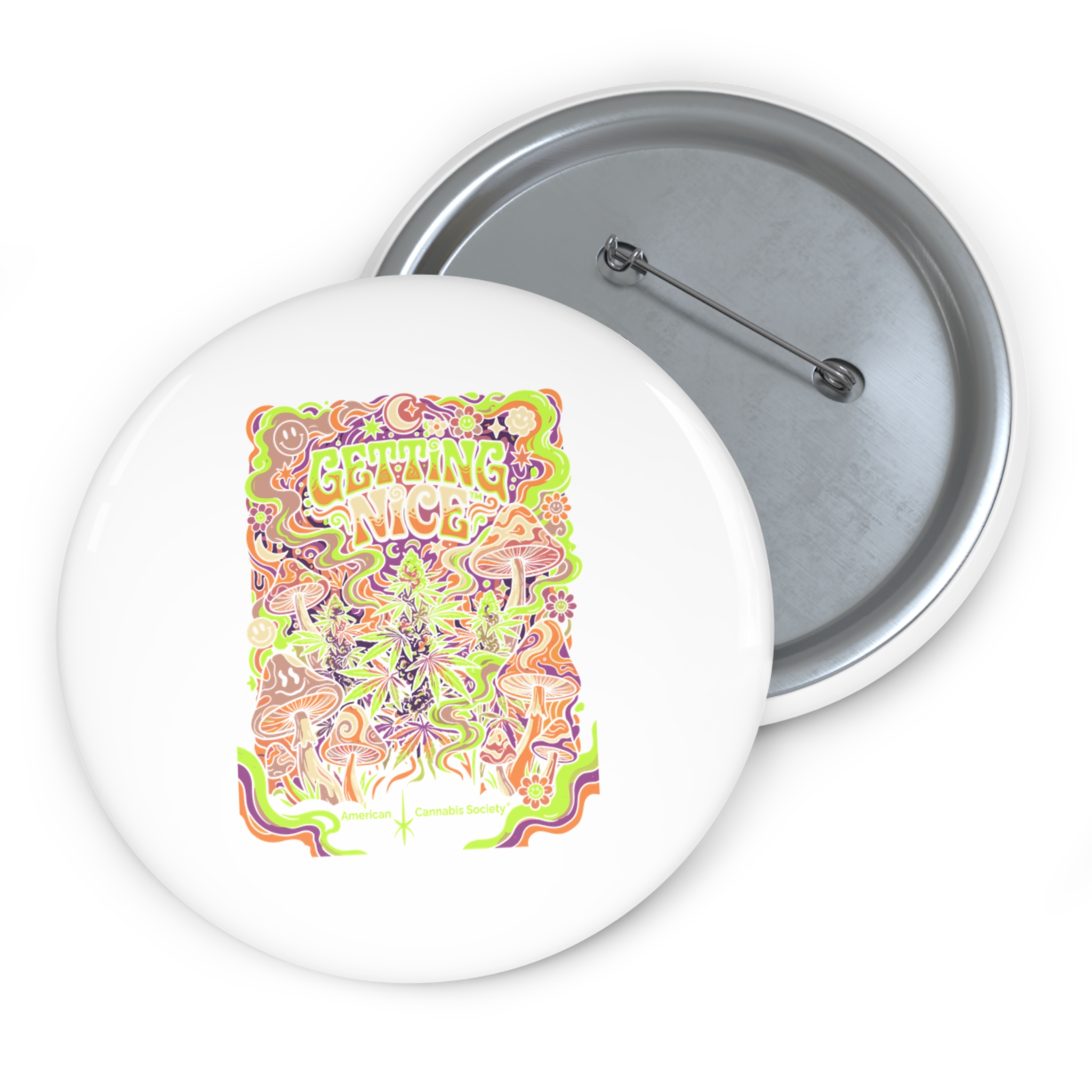 Psychedelic Mushroom Pin Button — 'Growing Juice' Trippy Retro Badge - Image 5