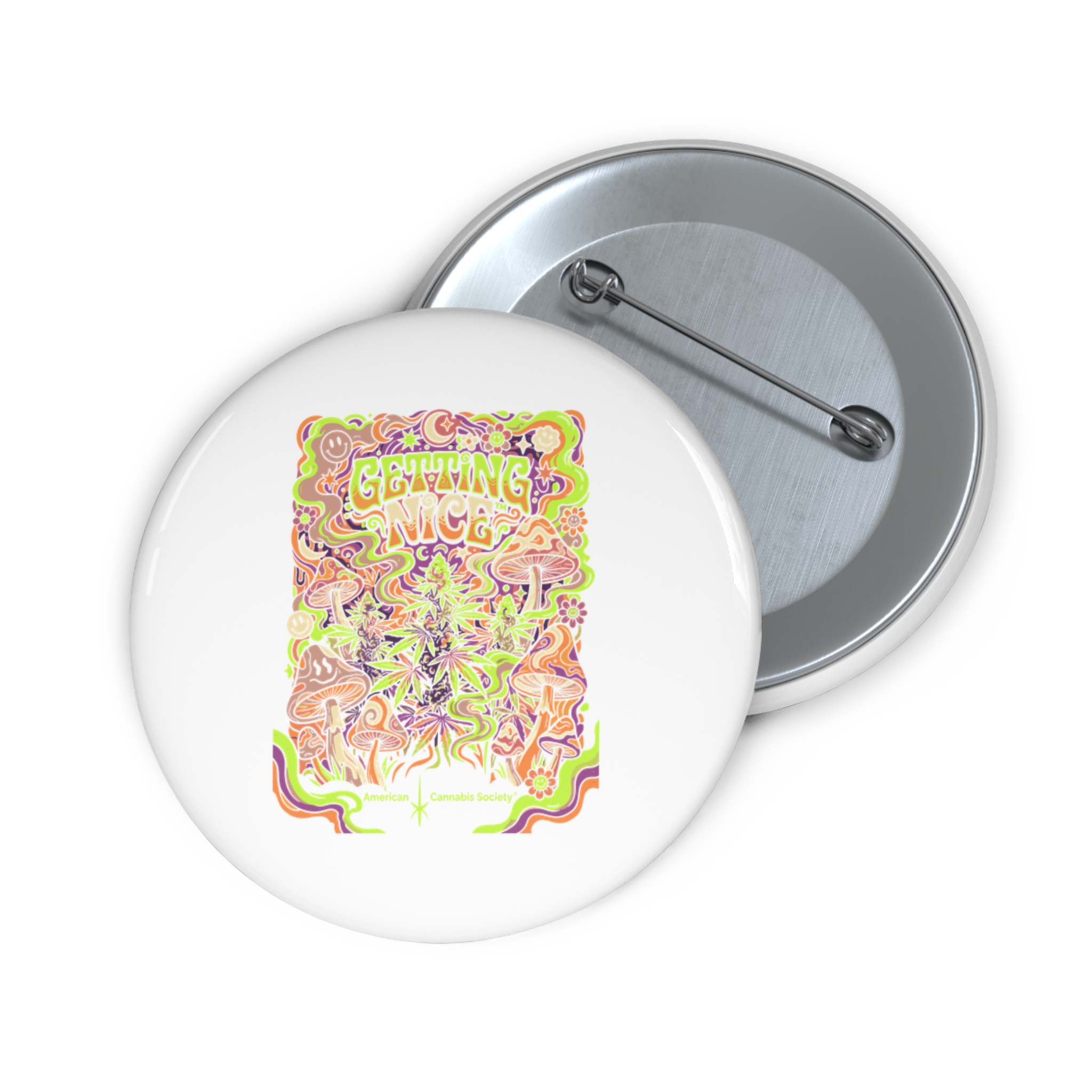 Psychedelic Mushroom Pin Button — 'Growing Juice' Trippy Retro Badge - Image 3