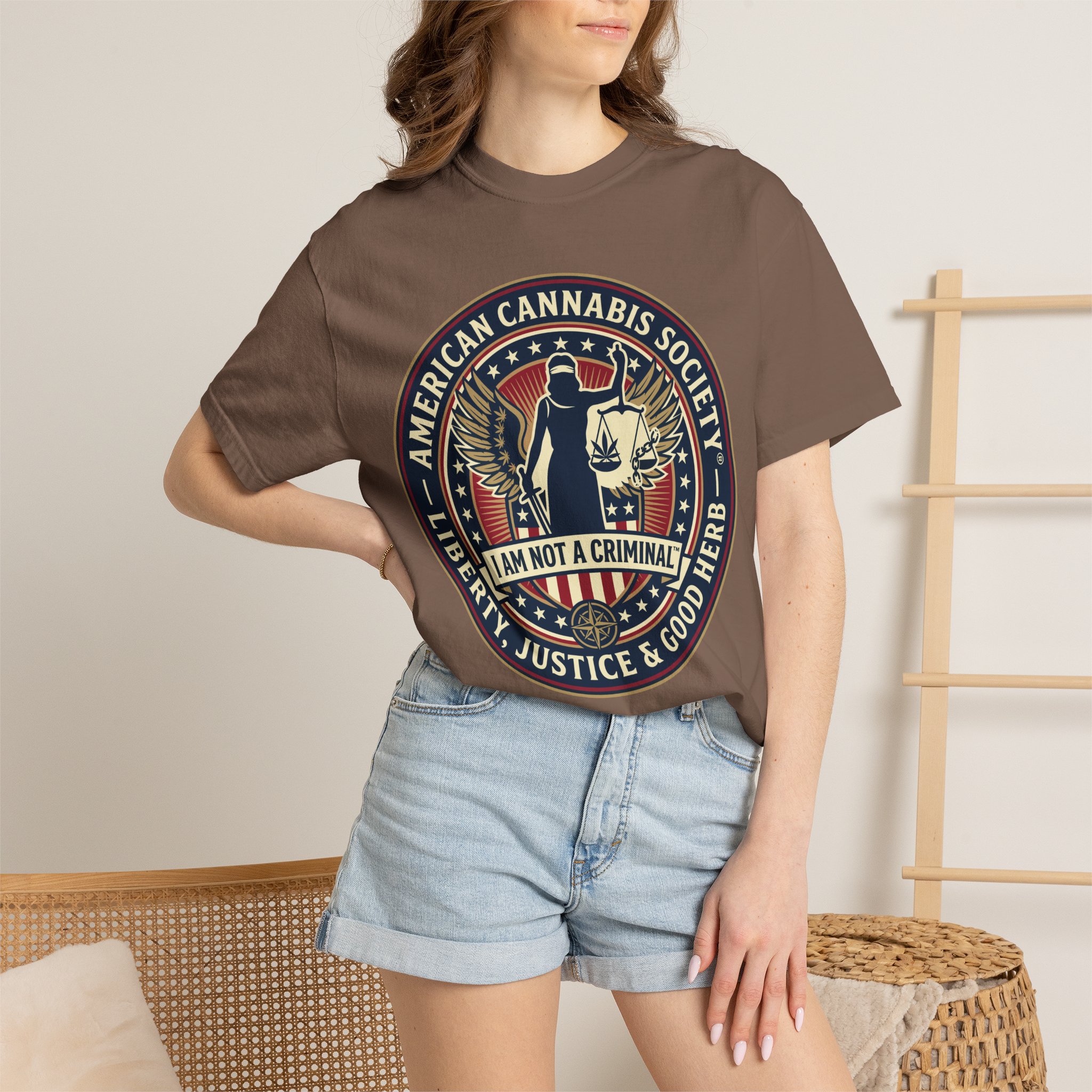 American Cannabis Society® “I Am Not a Criminal™” Liberty T-Shirt — Cannabis Crest Graphic Tee - Image 28