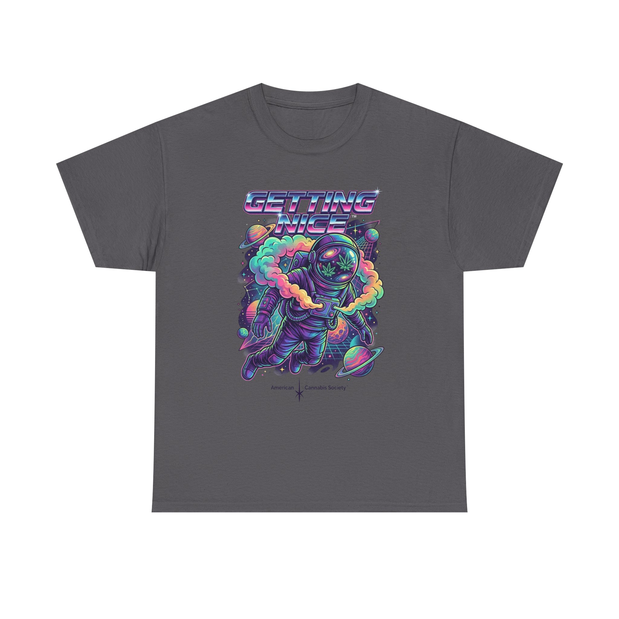 Getting Nice™ Astronaut T-Shirt — Retro Neon Space Cannabis Graphic Tee - Image 41
