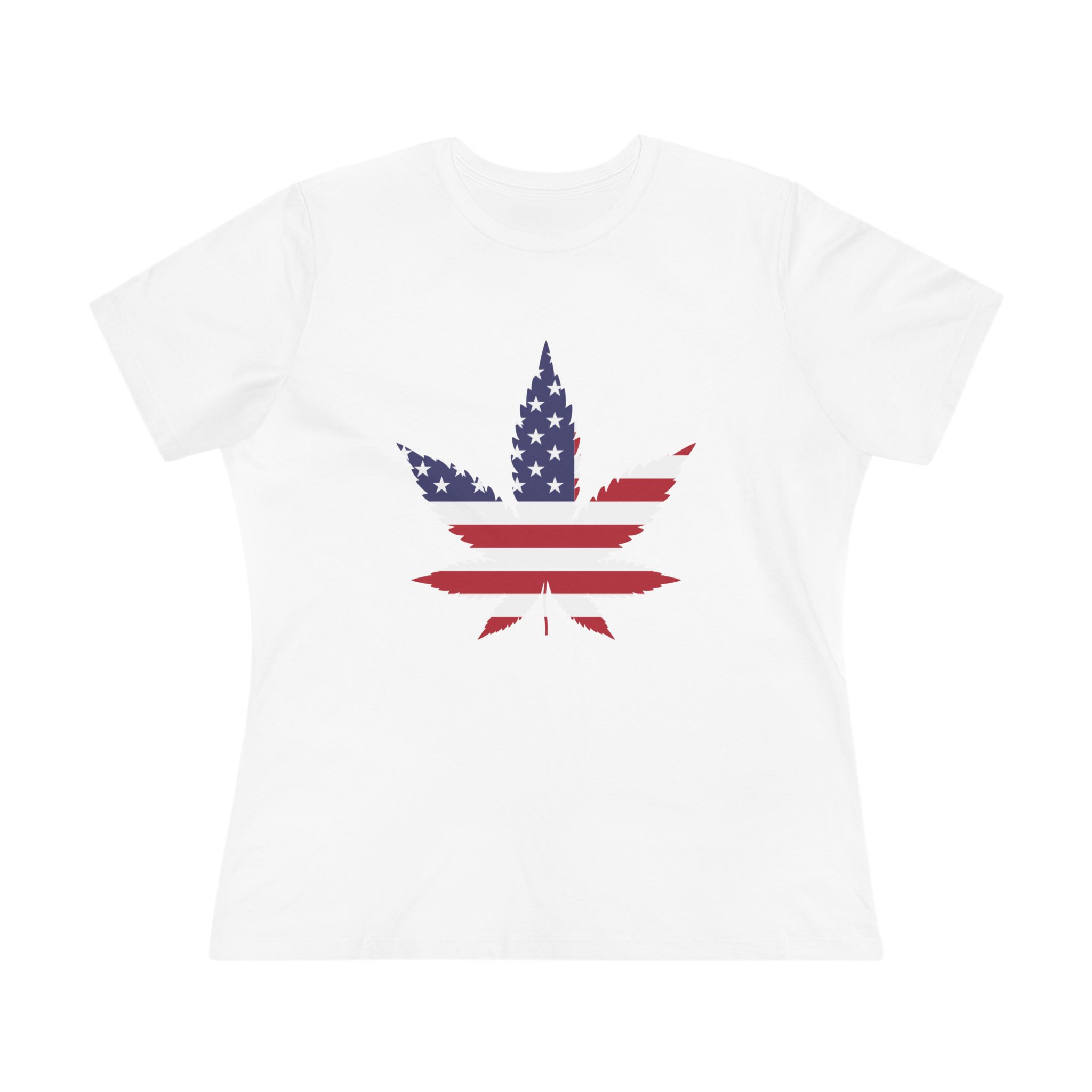 Patriotic Cannabis Leaf Tee — American Flag Weed Shirt for Women - Image 5
