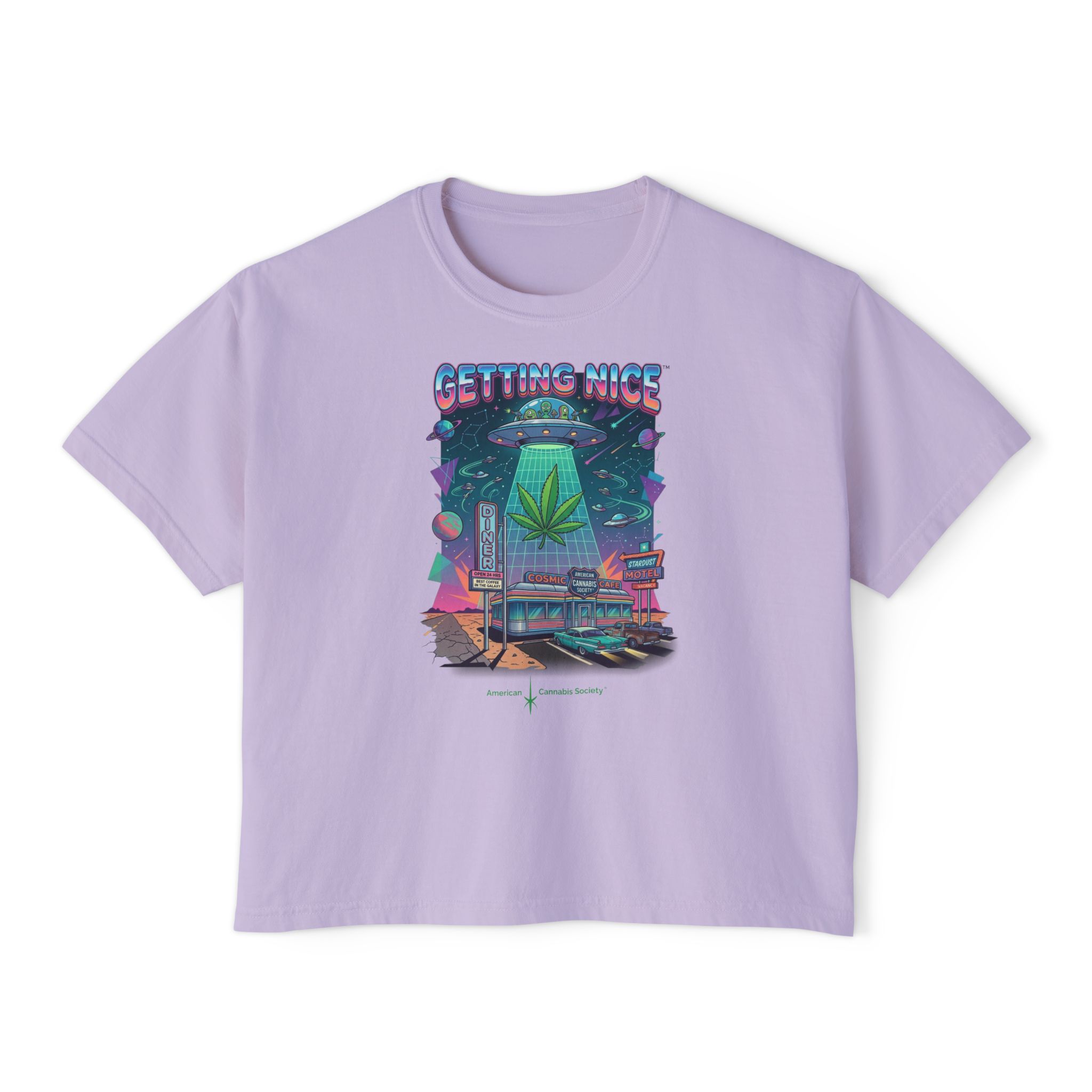 Getting Nice Cannabis Graphic Women's Boxy Tee - Image 29
