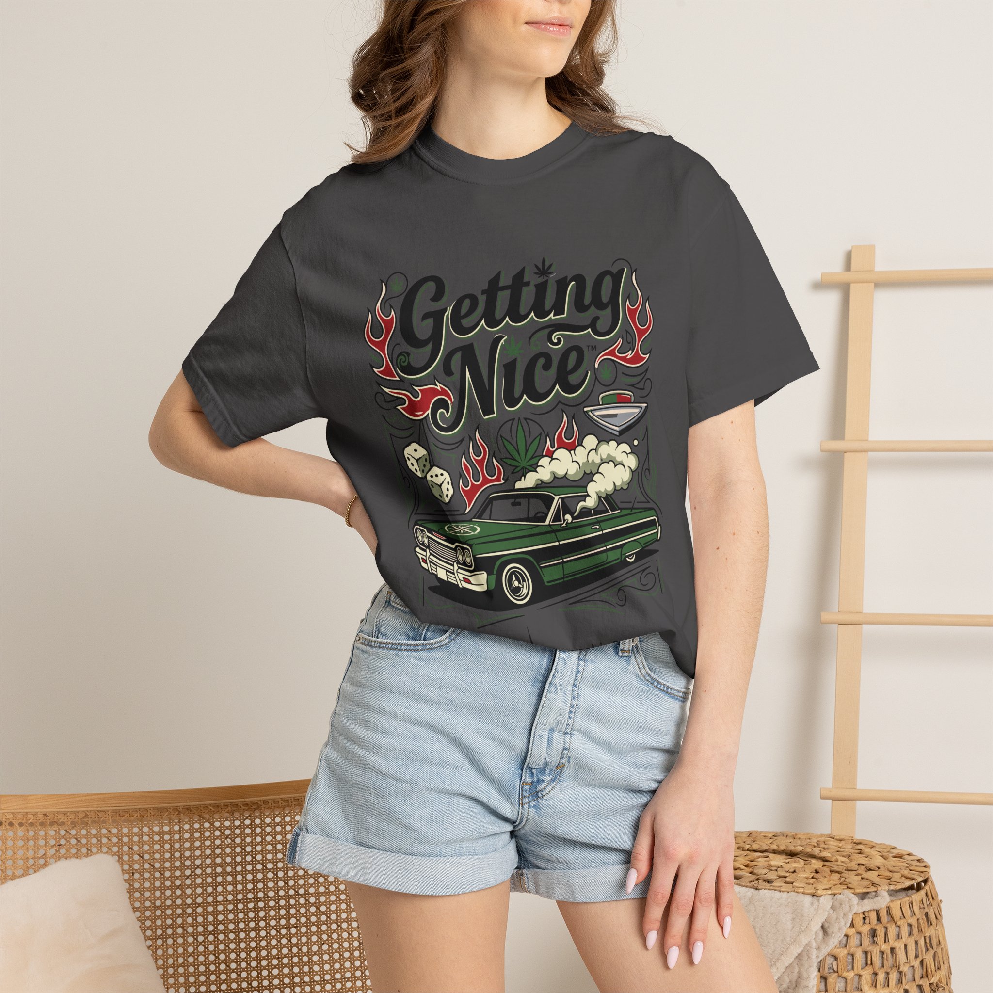 Getting Nice™ Lowrider T-Shirt — Cannabis Car Culture Graphic Tee - Image 48