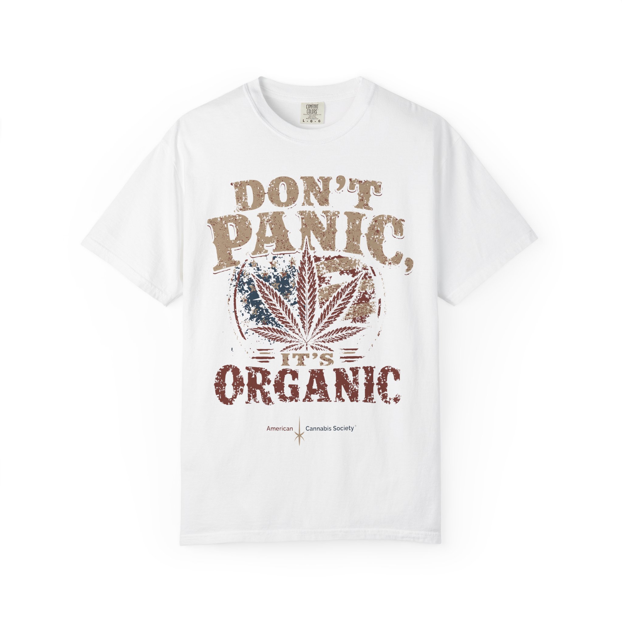 American Cannabis Society® “Don’t Panic It’s Organic” T-Shirt — Vintage Cannabis Leaf Graphic Tee - Image 8