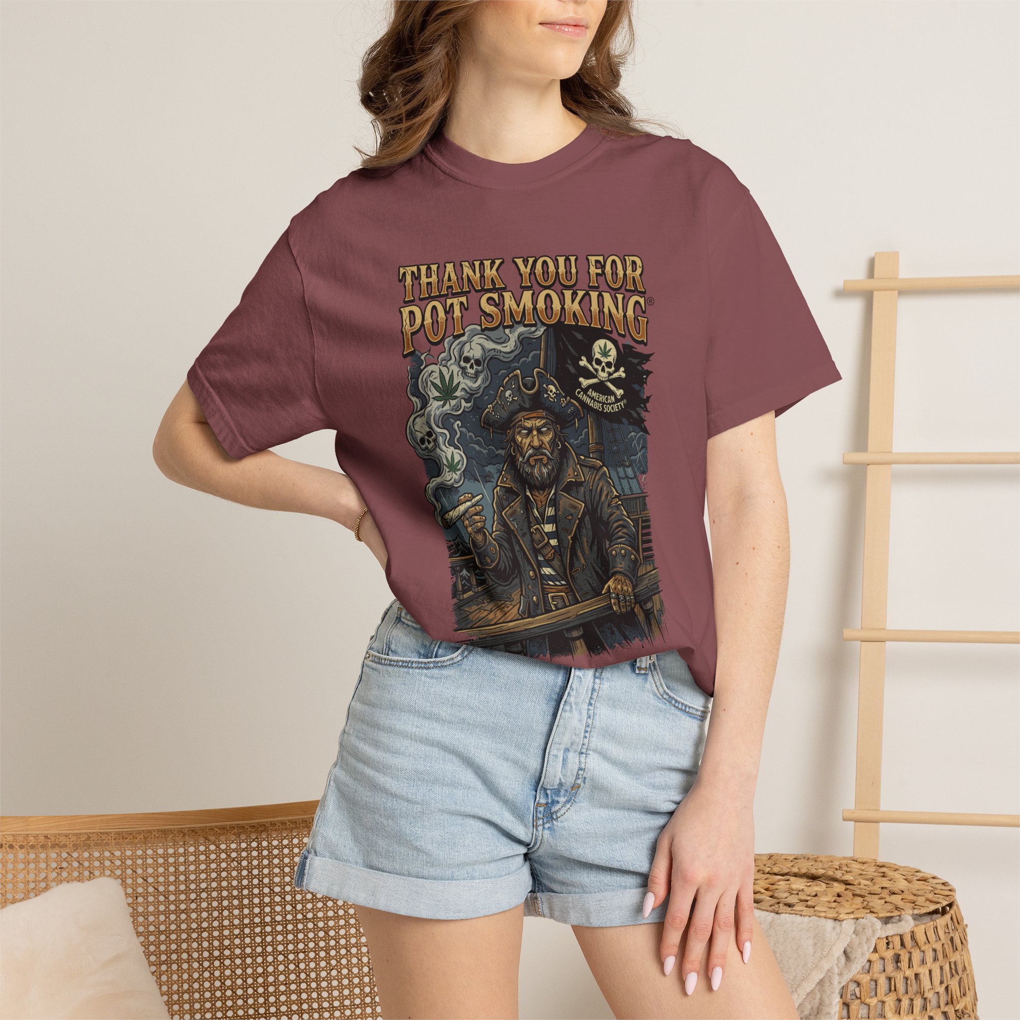 Thank You For Pot Smoking® Vintage Pirate Graphic T-Shirt - Image 8