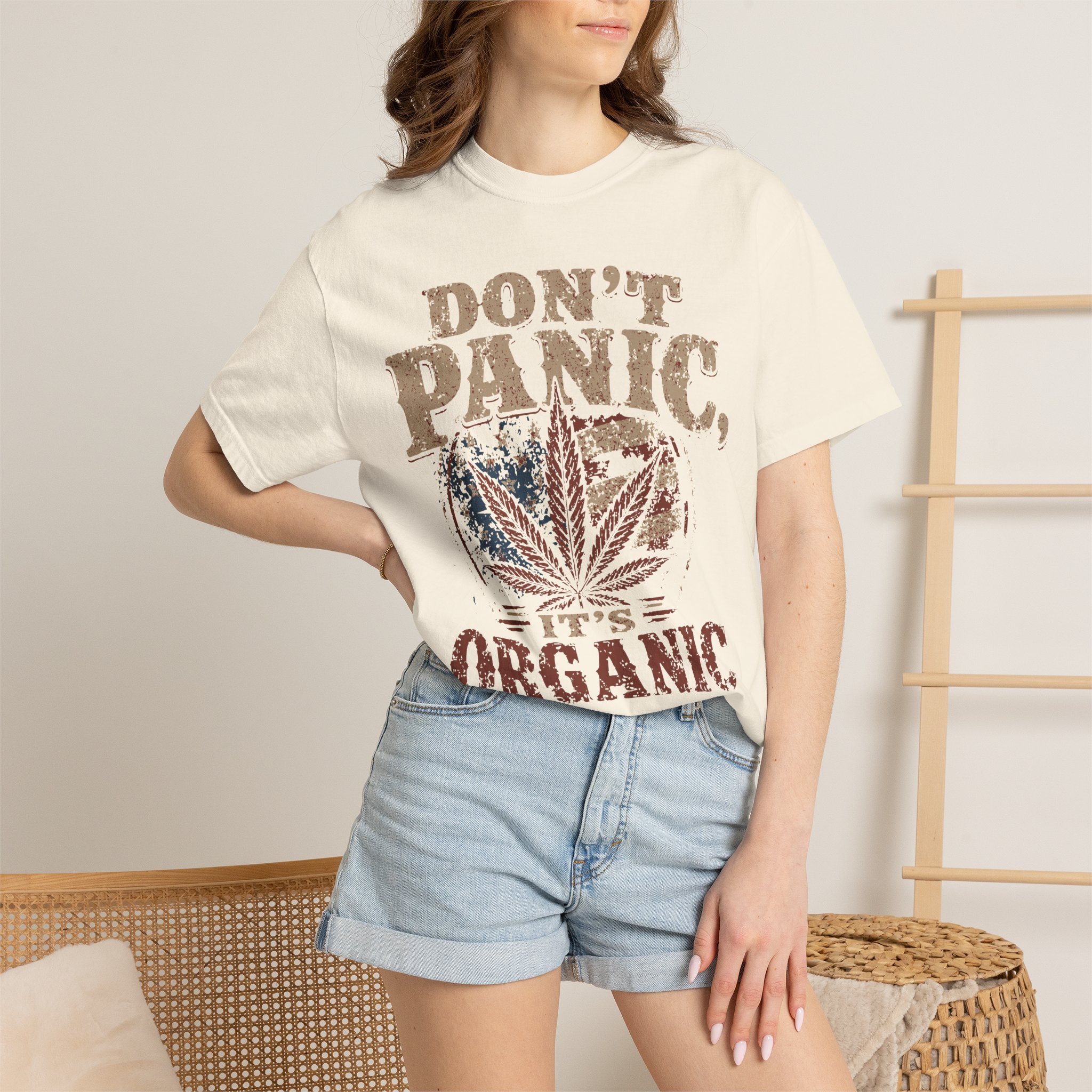 American Cannabis Society® “Don’t Panic It’s Organic” T-Shirt — Vintage Cannabis Leaf Graphic Tee - Image 4