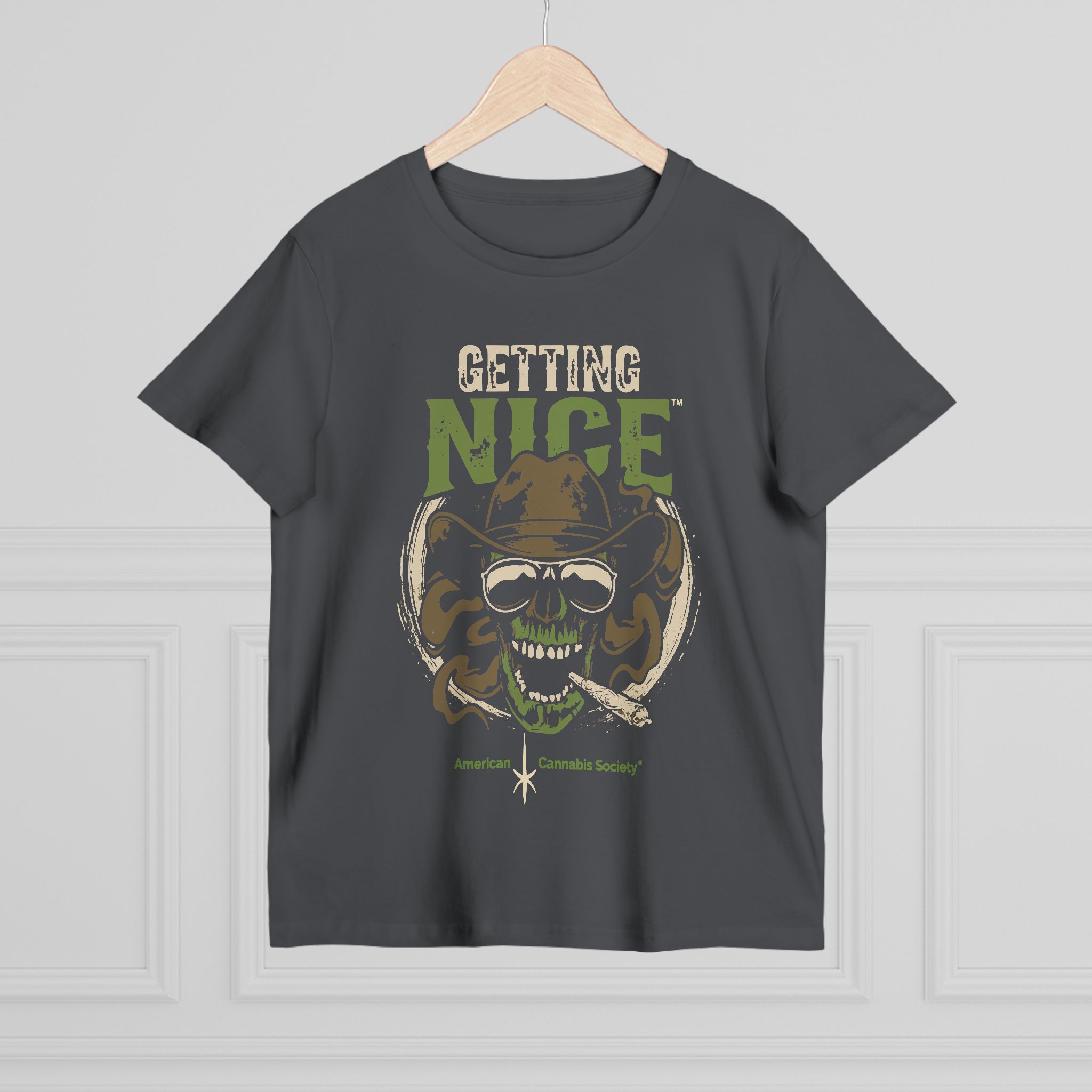 Getting Nice Cannabis Skull Tee — Women’s Maple T-Shirt - Image 48