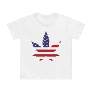 American Flag Maple Tee — Women’s Patriotic Cannabis Leaf Shirt
