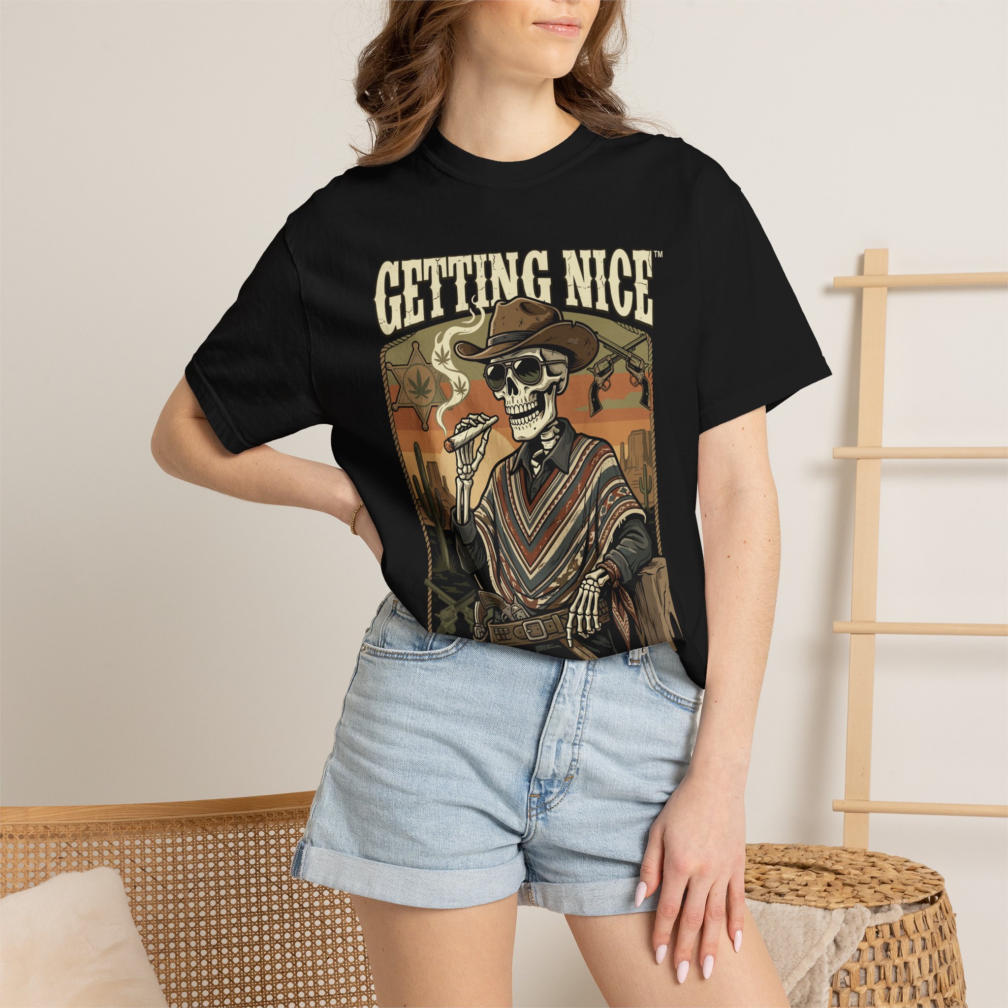 Getting Nice™ Skull T-Shirt — Retro Western Skeleton Graphic Tee - Image 44