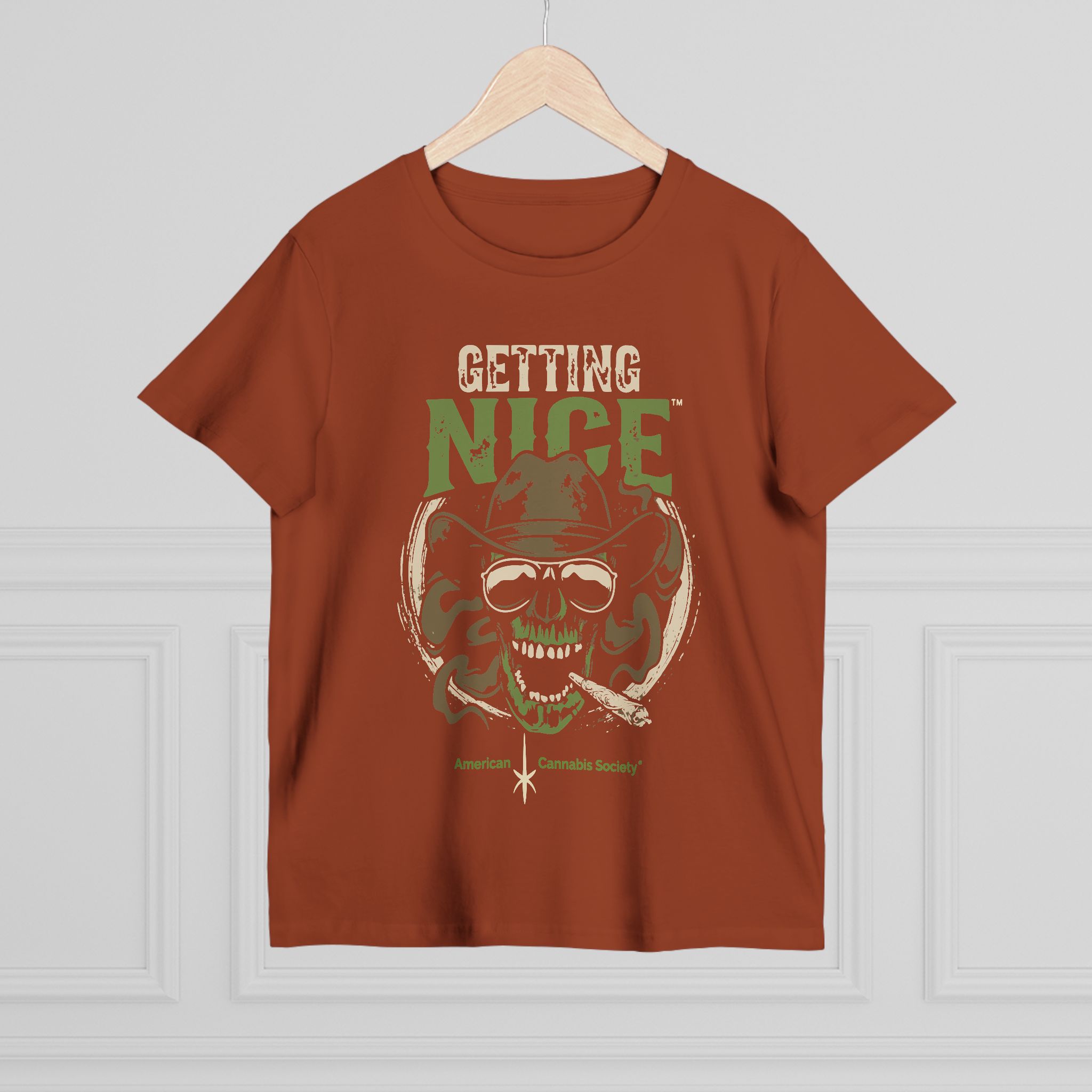 Getting Nice Cannabis Skull Tee — Women’s Maple T-Shirt - Image 28