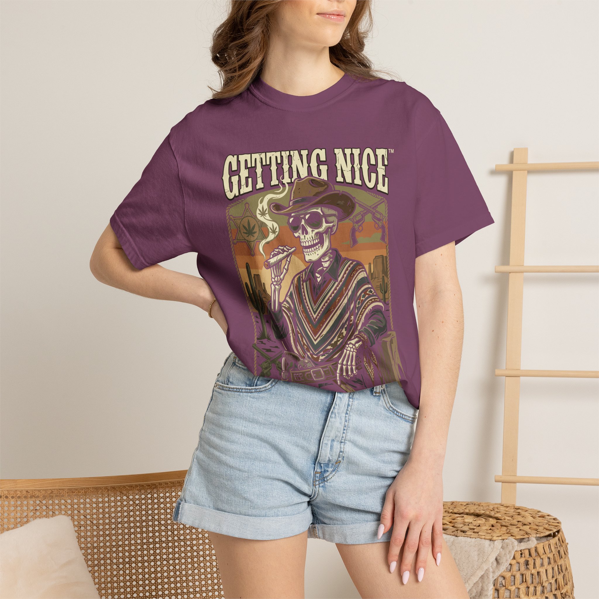 Getting Nice™ Skull T-Shirt — Retro Western Skeleton Graphic Tee - Image 52