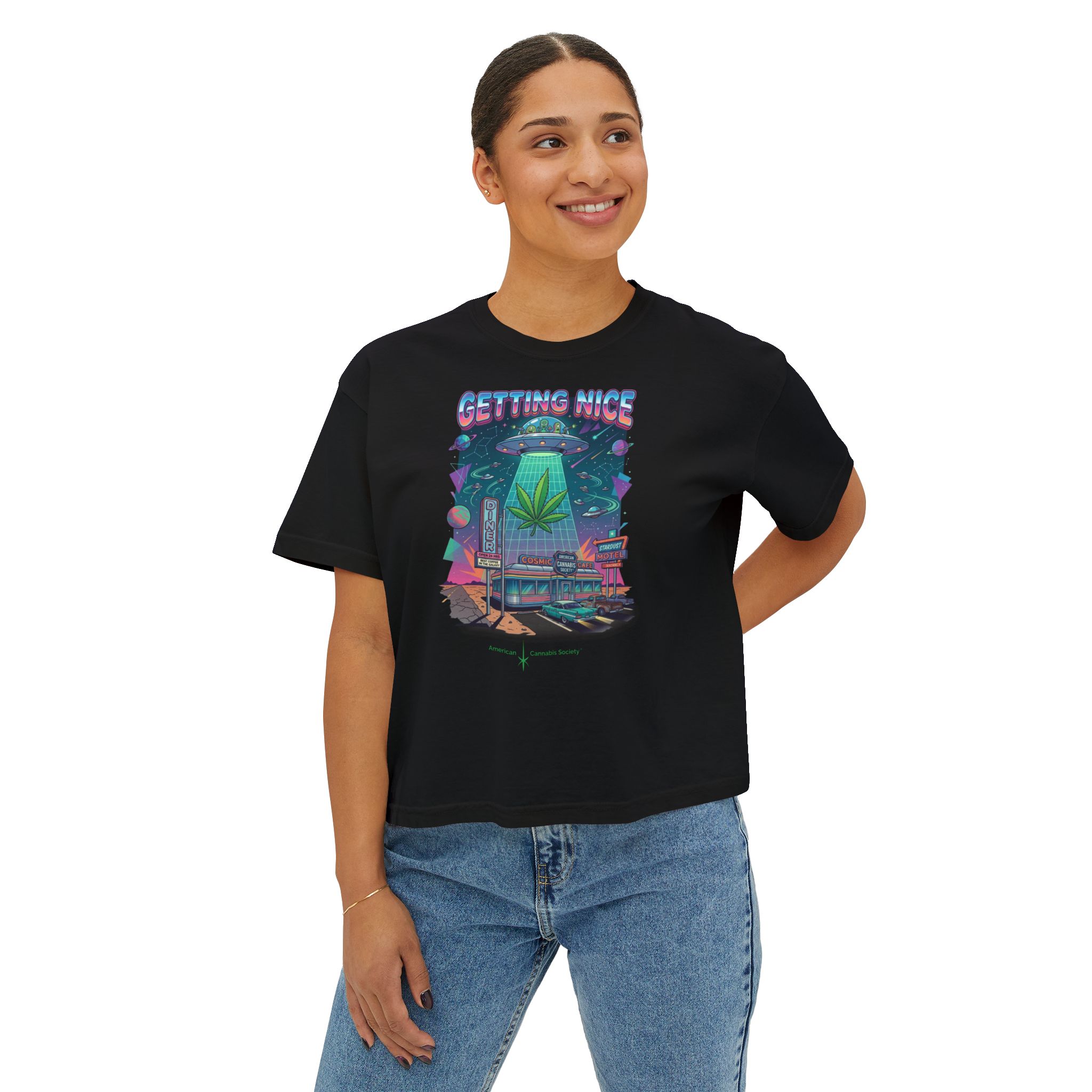Getting Nice Cannabis Graphic Women's Boxy Tee - Image 27