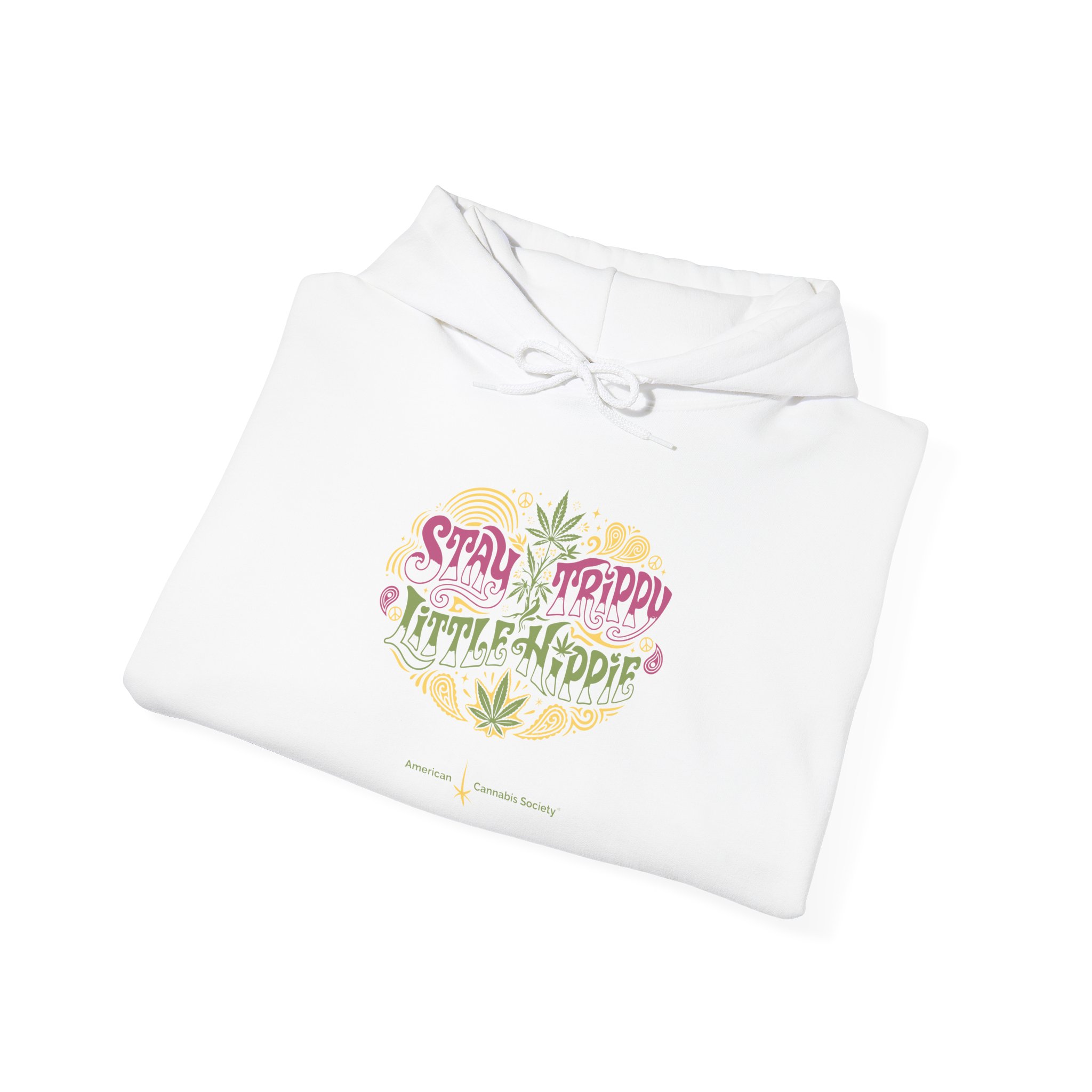 Hoodie – "Small Friend, Little Hippie" Retro Cannabis Graphic Pullover - Image 8