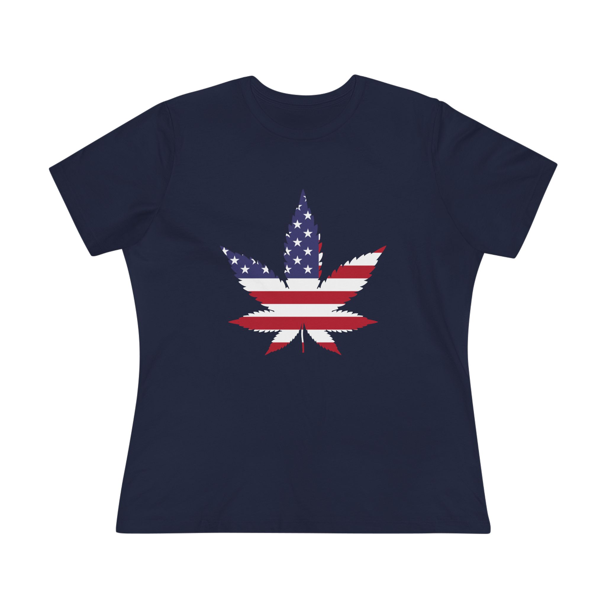 Patriotic Cannabis Leaf Tee — American Flag Weed Shirt for Women - Image 4