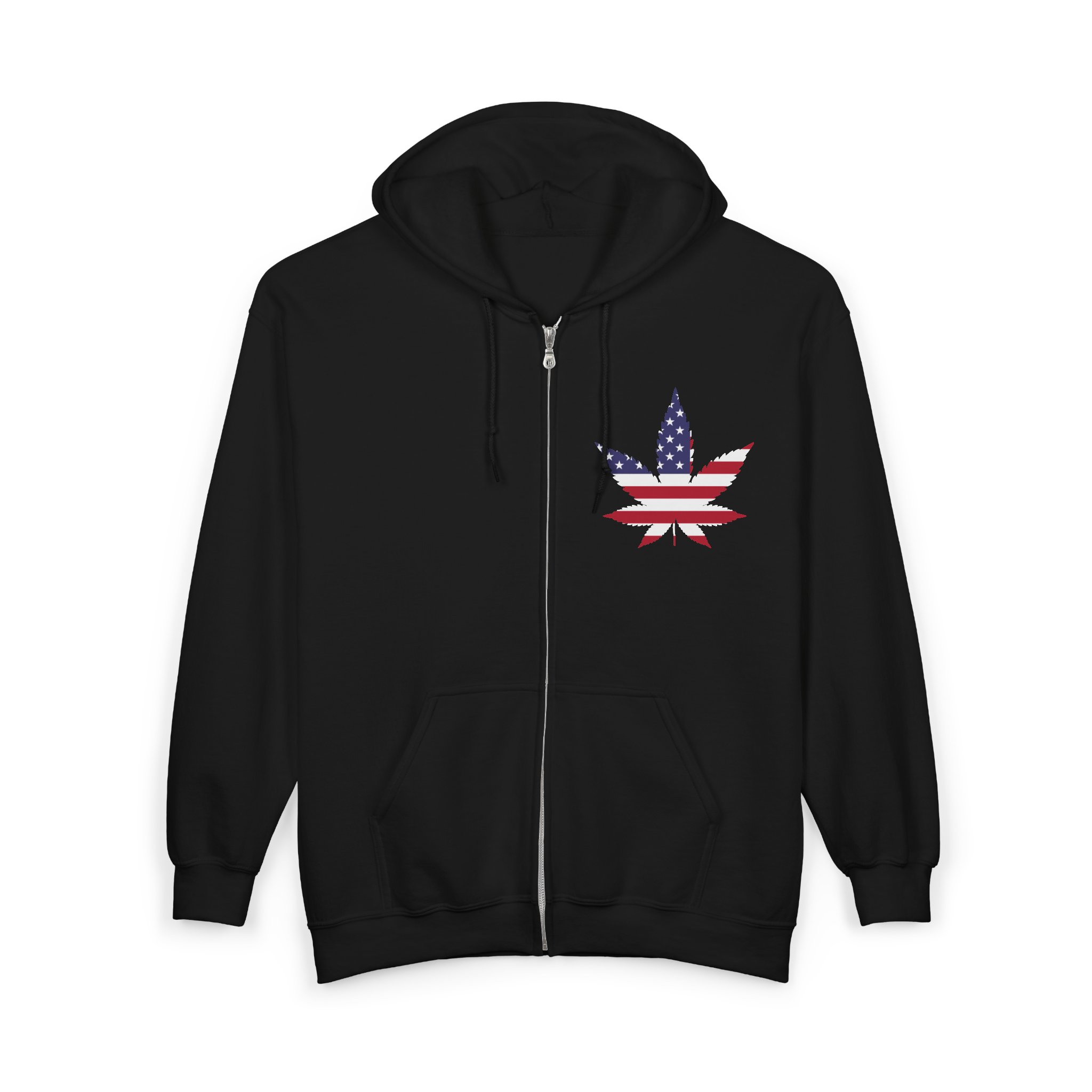 American Flag Cannabis Leaf Zip Hoodie | ACS® Approved | THC Factor - Image 3