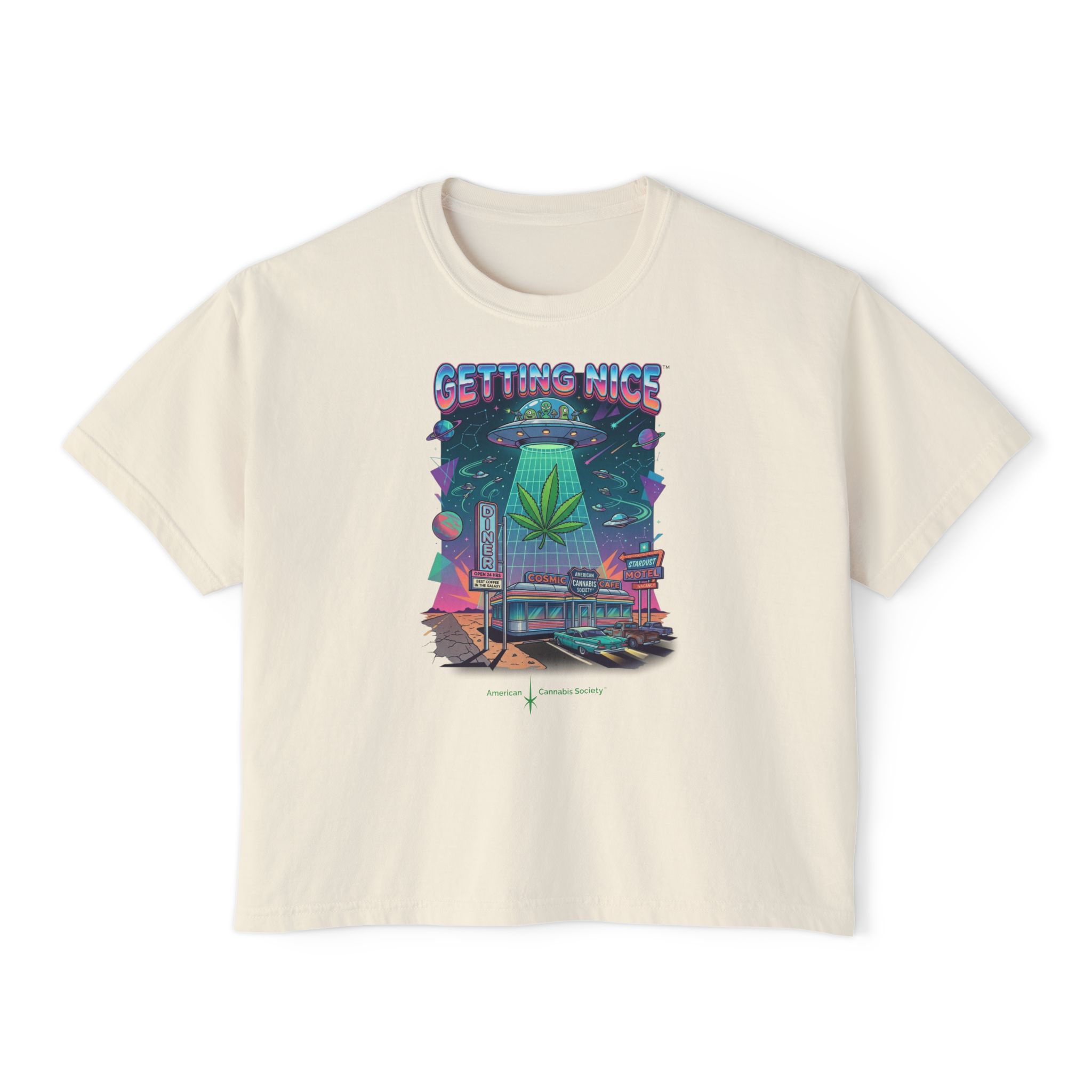 Getting Nice Cannabis Graphic Women's Boxy Tee - Image 5