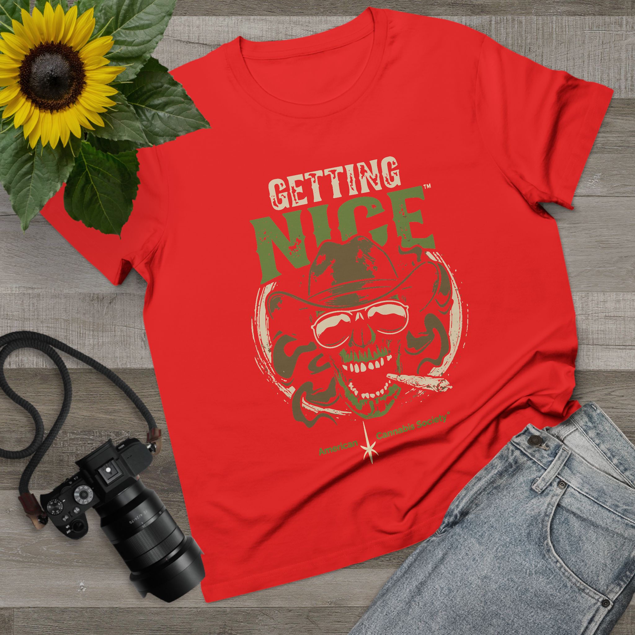 Getting Nice Cannabis Skull Tee — Women’s Maple T-Shirt - Image 55