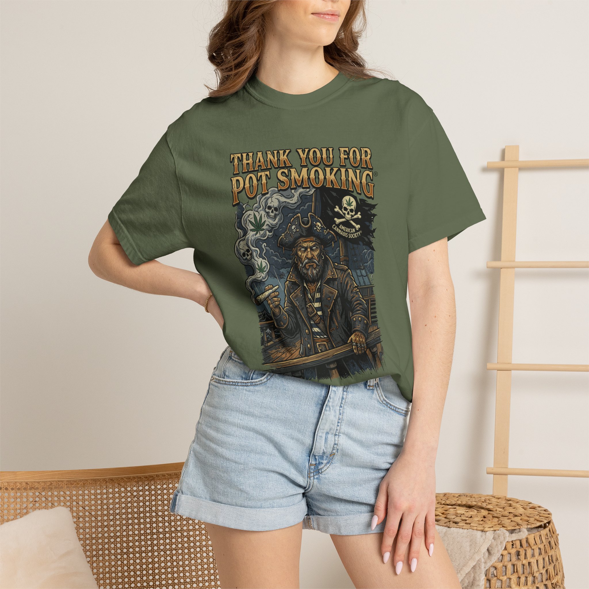 Thank You For Pot Smoking® Vintage Pirate Graphic T-Shirt - Image 24