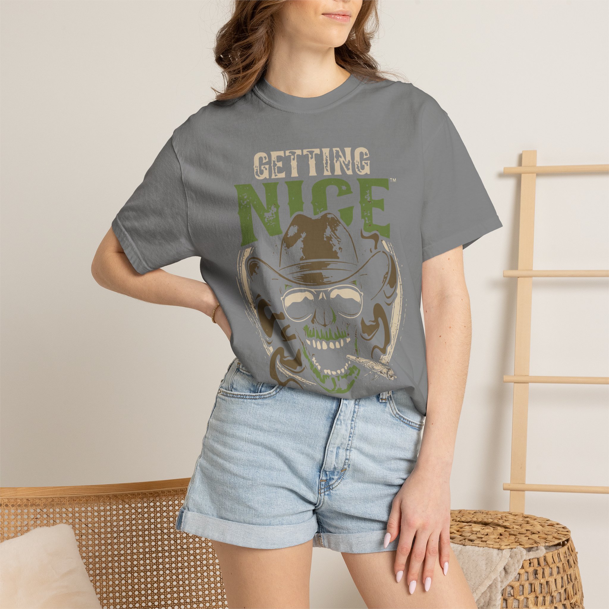 Getting Nice Skull Cowboy T-Shirt — Retro Western Graphic Tee - Image 36