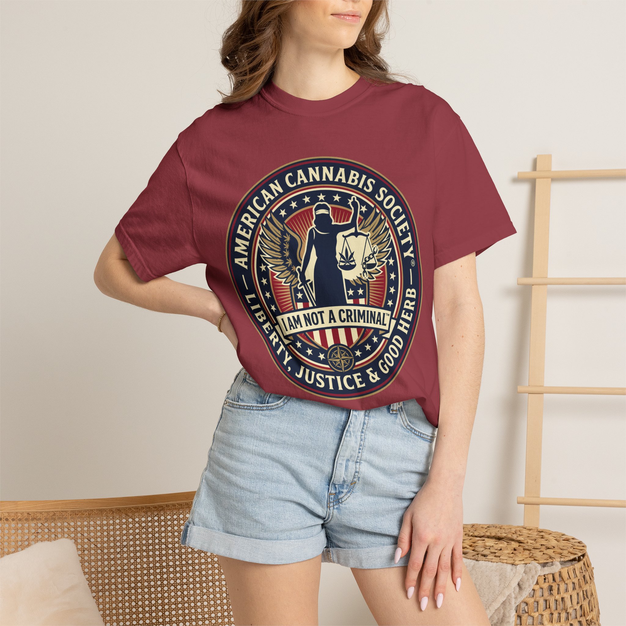American Cannabis Society® “I Am Not a Criminal™” Liberty T-Shirt — Cannabis Crest Graphic Tee - Image 60