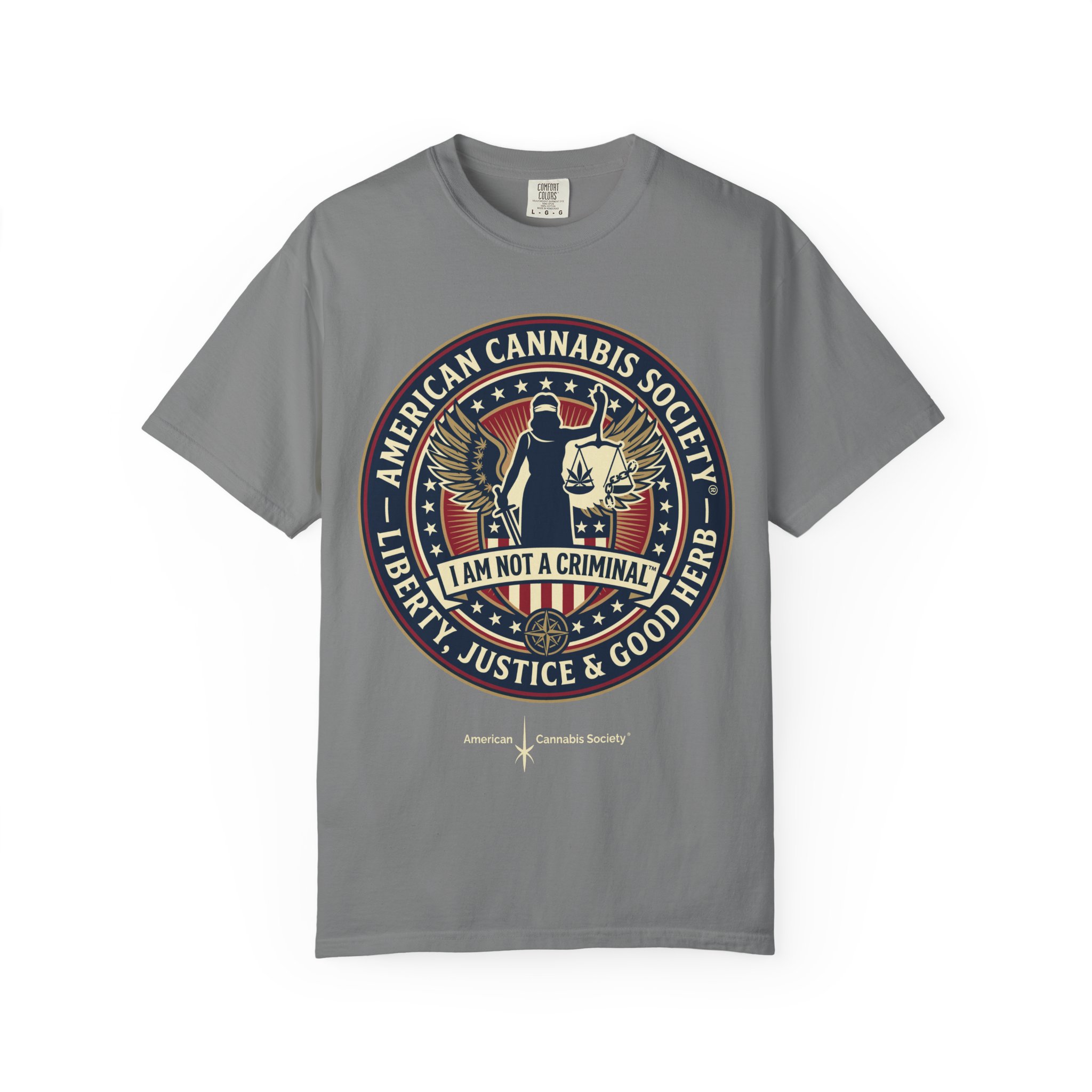 American Cannabis Society® “I Am Not a Criminal™” Liberty T-Shirt — Cannabis Crest Graphic Tee - Image 33