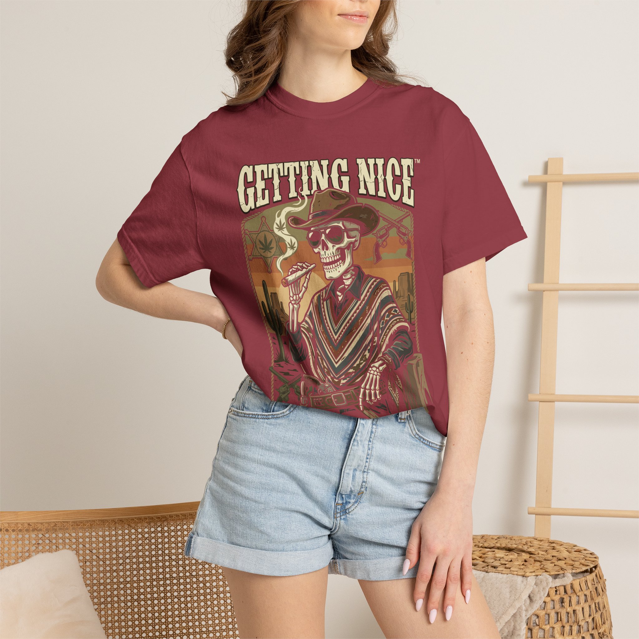 Getting Nice™ Skull T-Shirt — Retro Western Skeleton Graphic Tee - Image 56