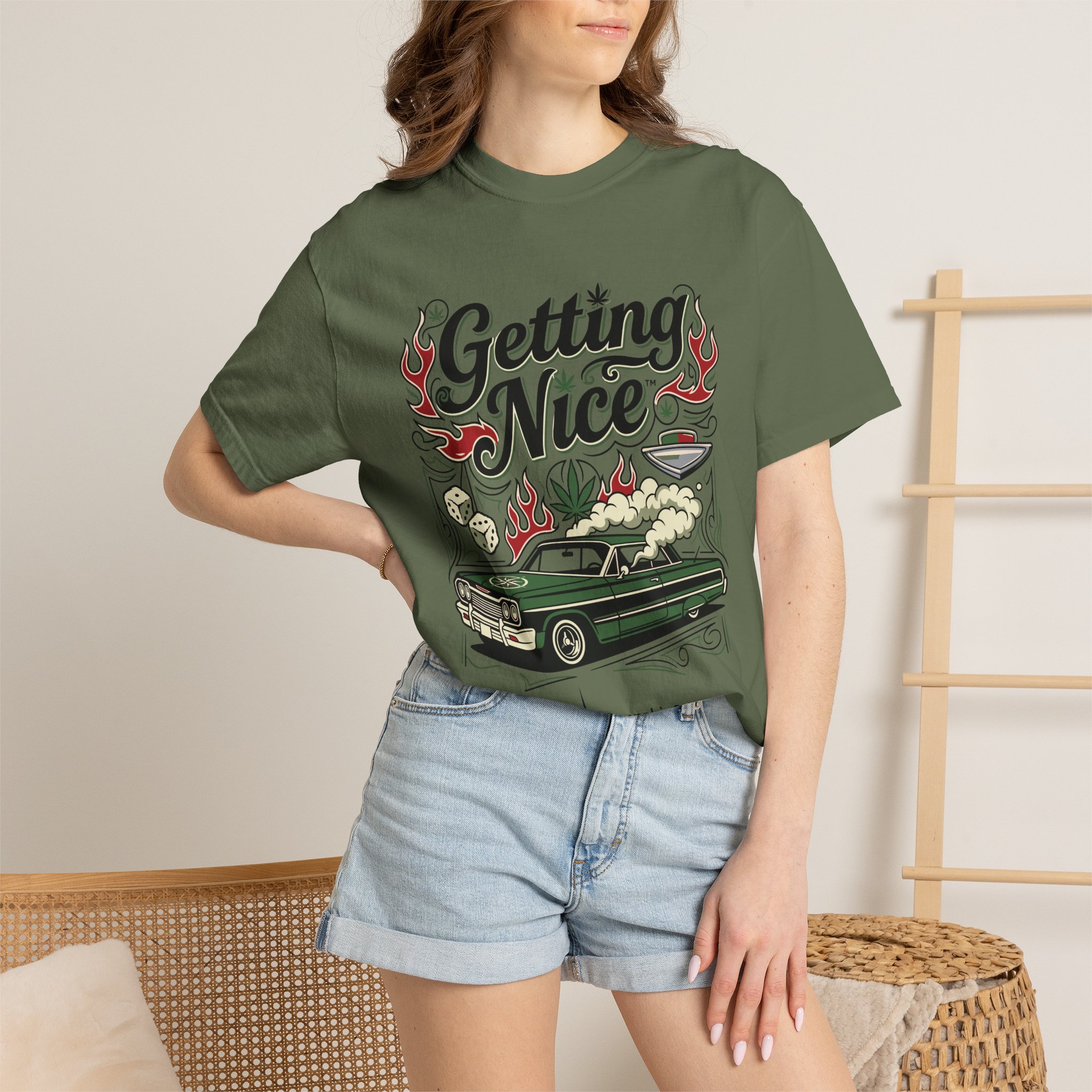 Getting Nice™ Lowrider T-Shirt — Cannabis Car Culture Graphic Tee - Image 40