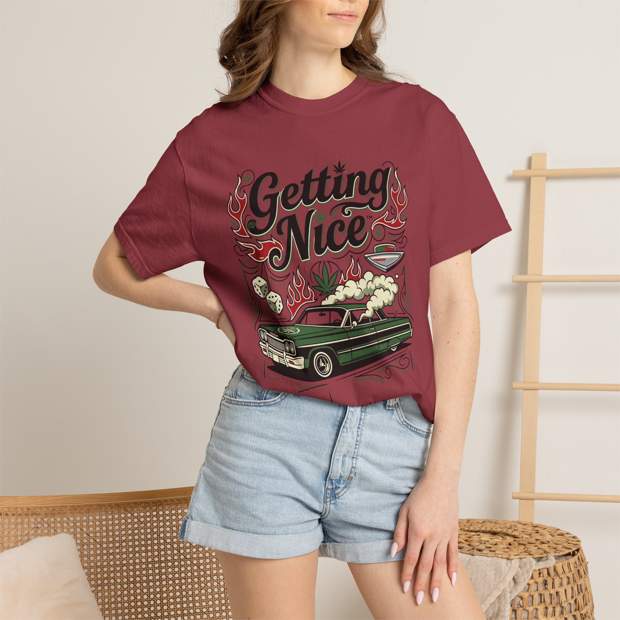 Getting Nice™ Lowrider T-Shirt — Cannabis Car Culture Graphic Tee - Image 56