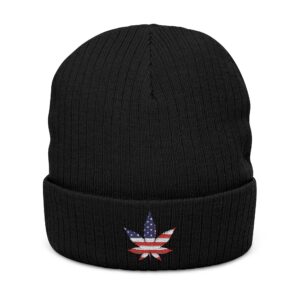American Flag Cannabis Leaf Embroidered Beanie | ACS® Approved | THC Factor