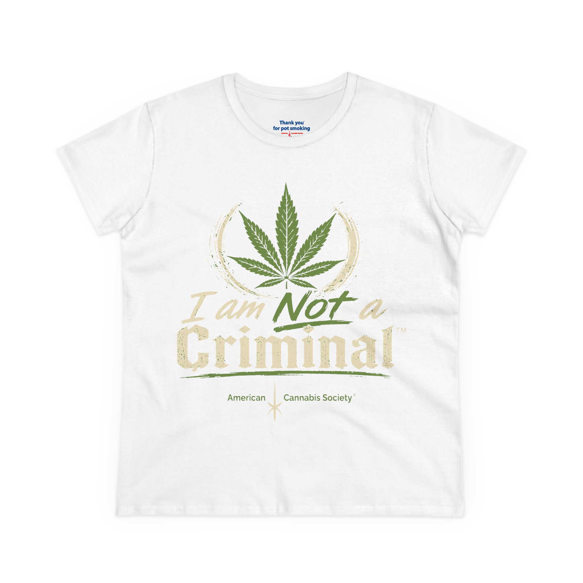 Women's Tee — "I Am Not a Criminal" Cannabis Leaf Graphic