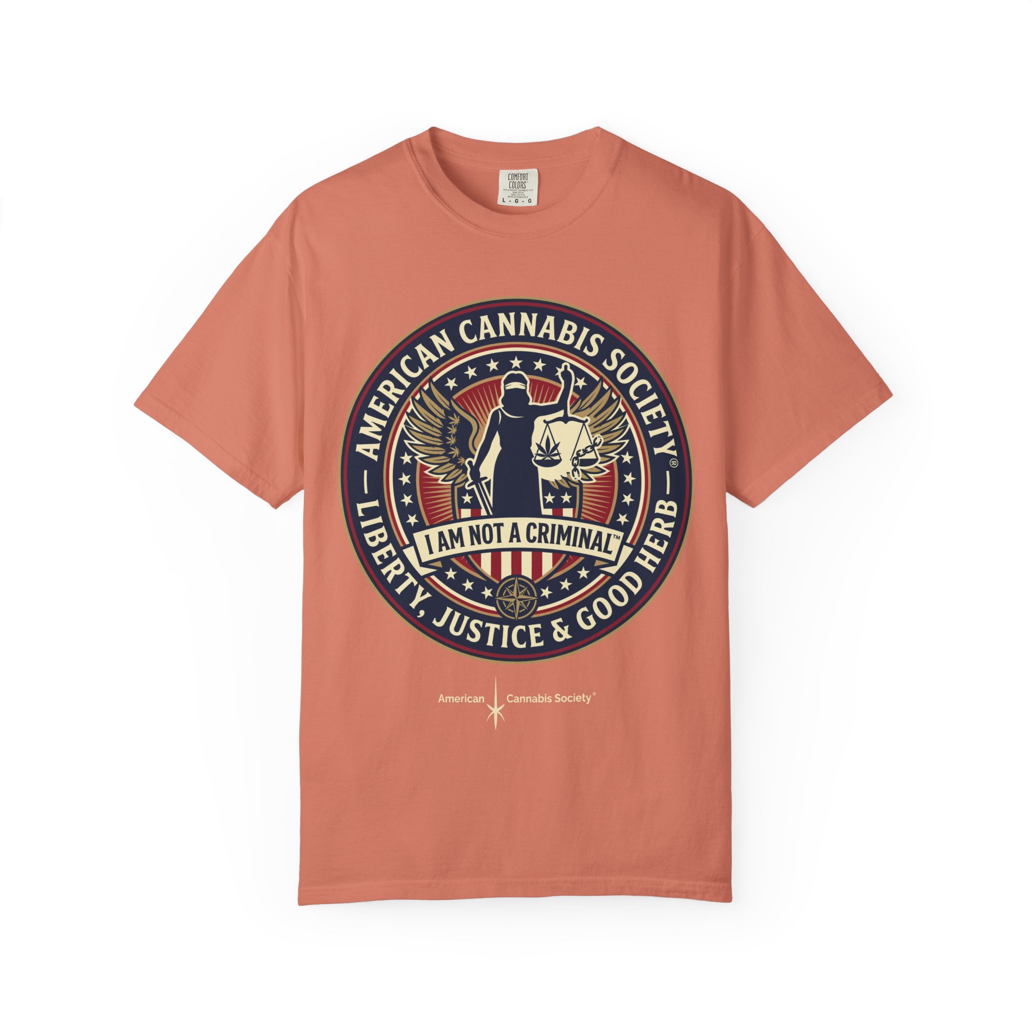 American Cannabis Society® “I Am Not a Criminal™” Liberty T-Shirt — Cannabis Crest Graphic Tee - Image 5