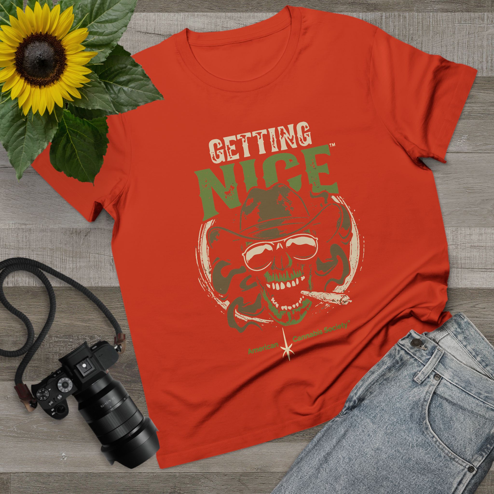 Getting Nice Cannabis Skull Tee — Women’s Maple T-Shirt - Image 7
