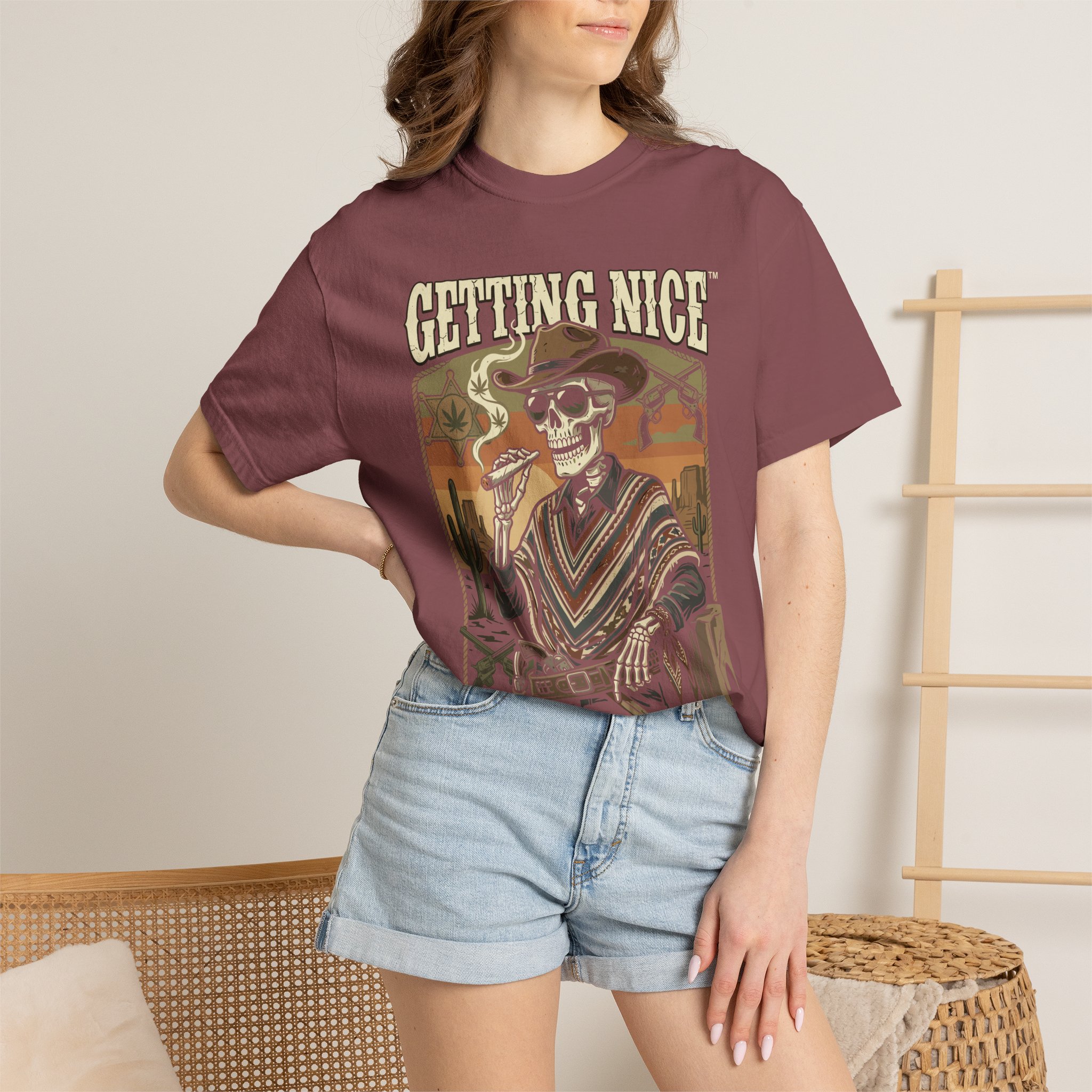 Getting Nice™ Skull T-Shirt — Retro Western Skeleton Graphic Tee - Image 8