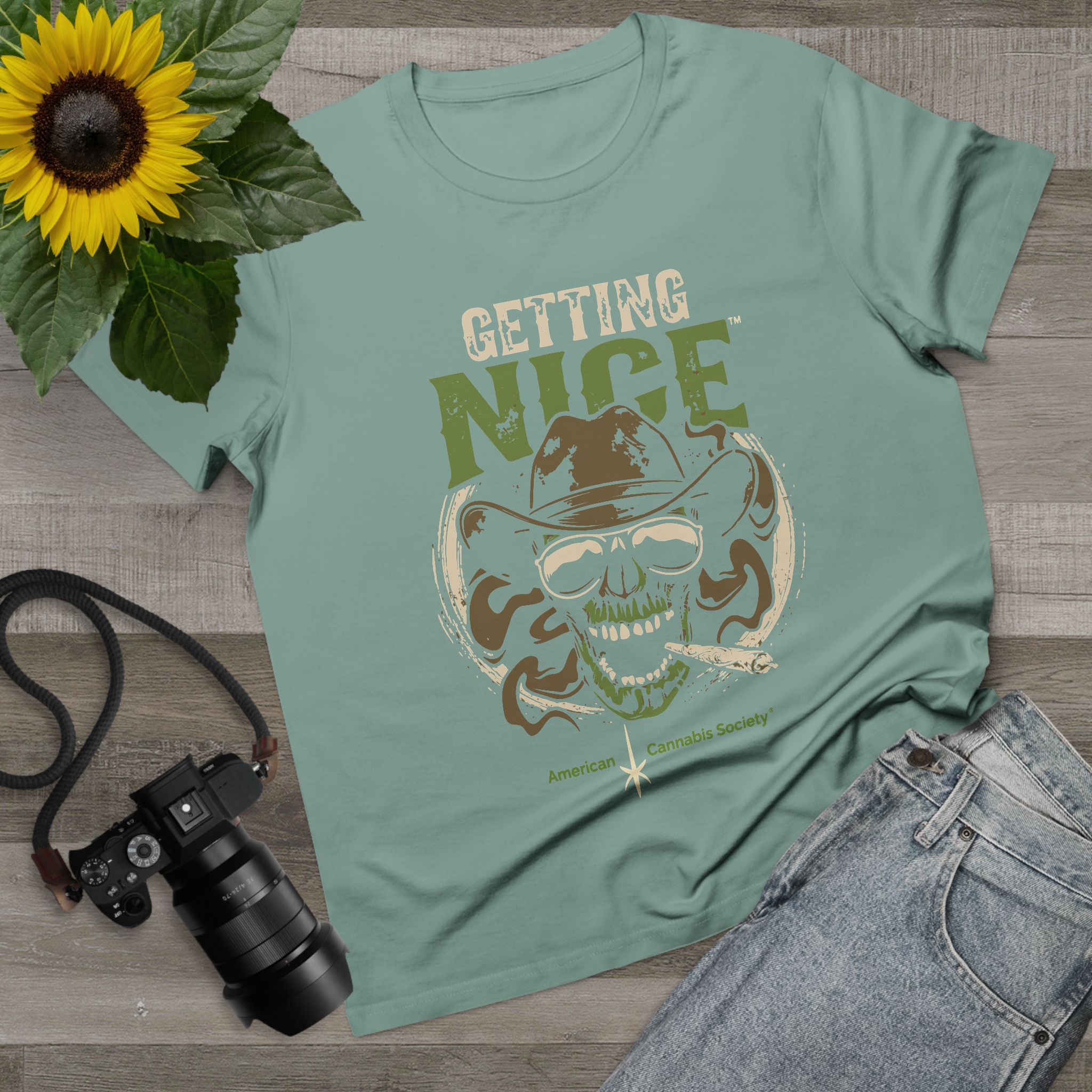 Getting Nice Cannabis Skull Tee — Women’s Maple T-Shirt - Image 43
