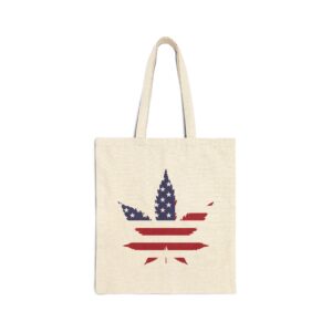 American Flag Cannabis Leaf Tote Bag — Cotton Canvas | Liberty Bags by GreenRX™ | American Cannabis Society® Approved