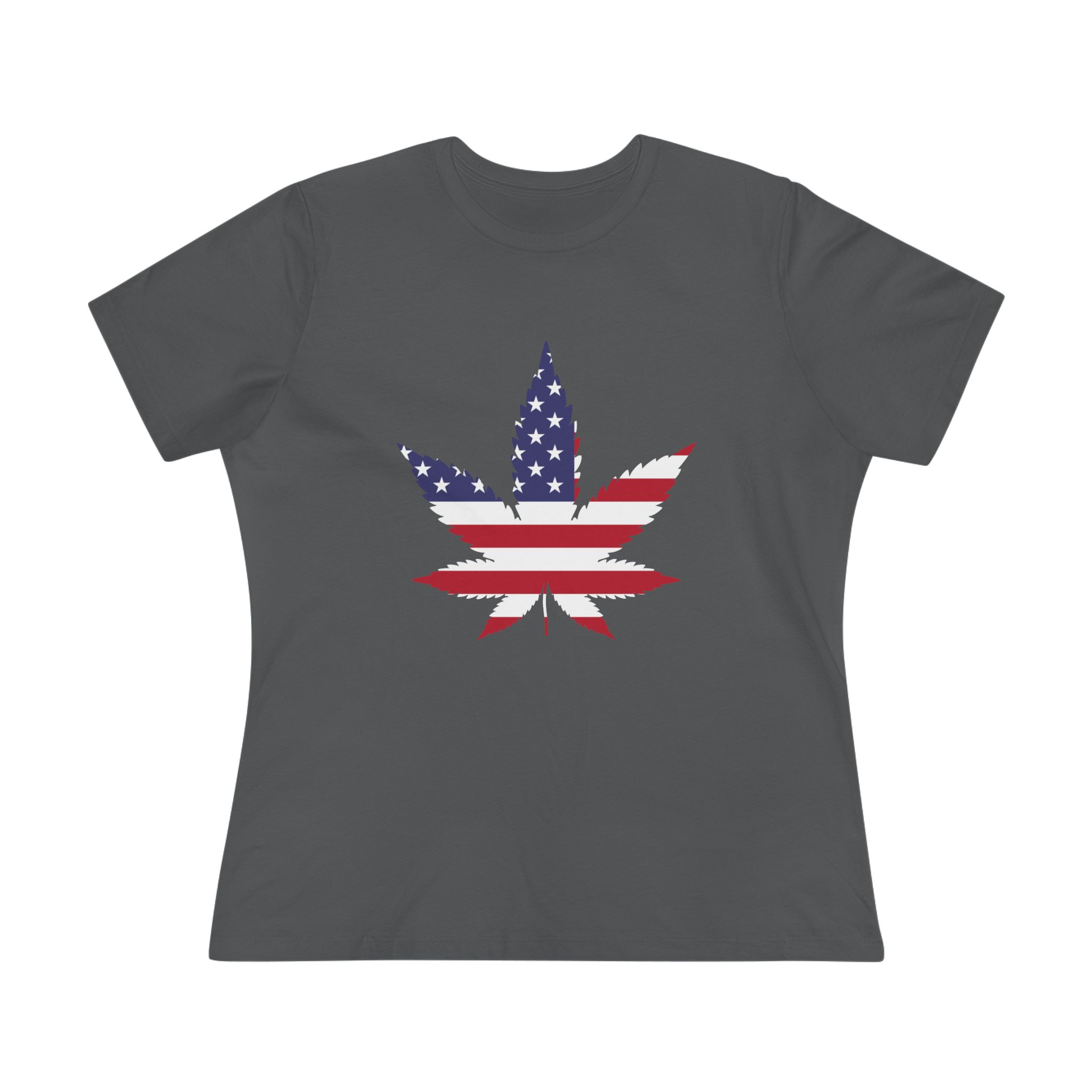 Patriotic Cannabis Leaf Tee — American Flag Weed Shirt for Women - Image 3