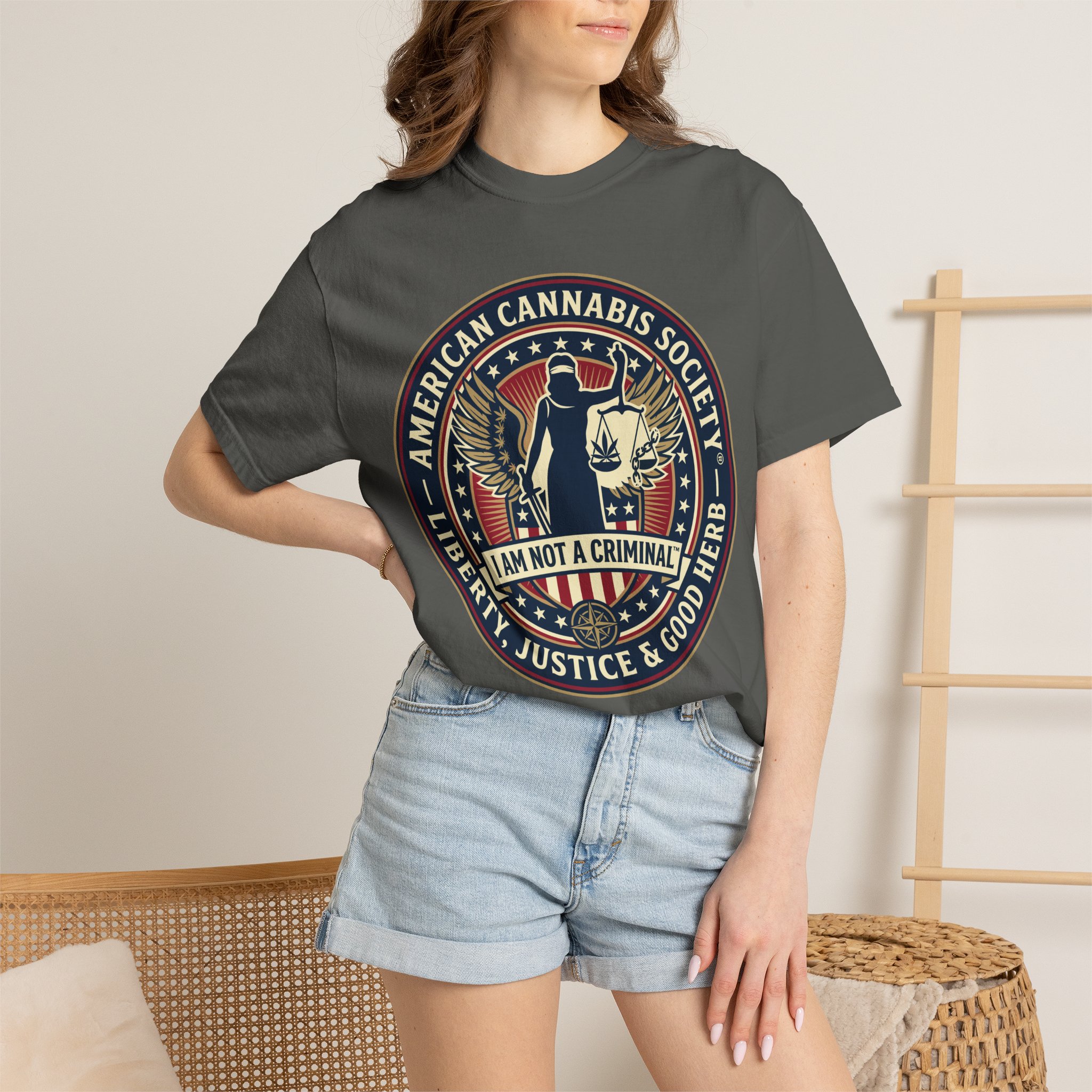 American Cannabis Society® “I Am Not a Criminal™” Liberty T-Shirt — Cannabis Crest Graphic Tee - Image 32