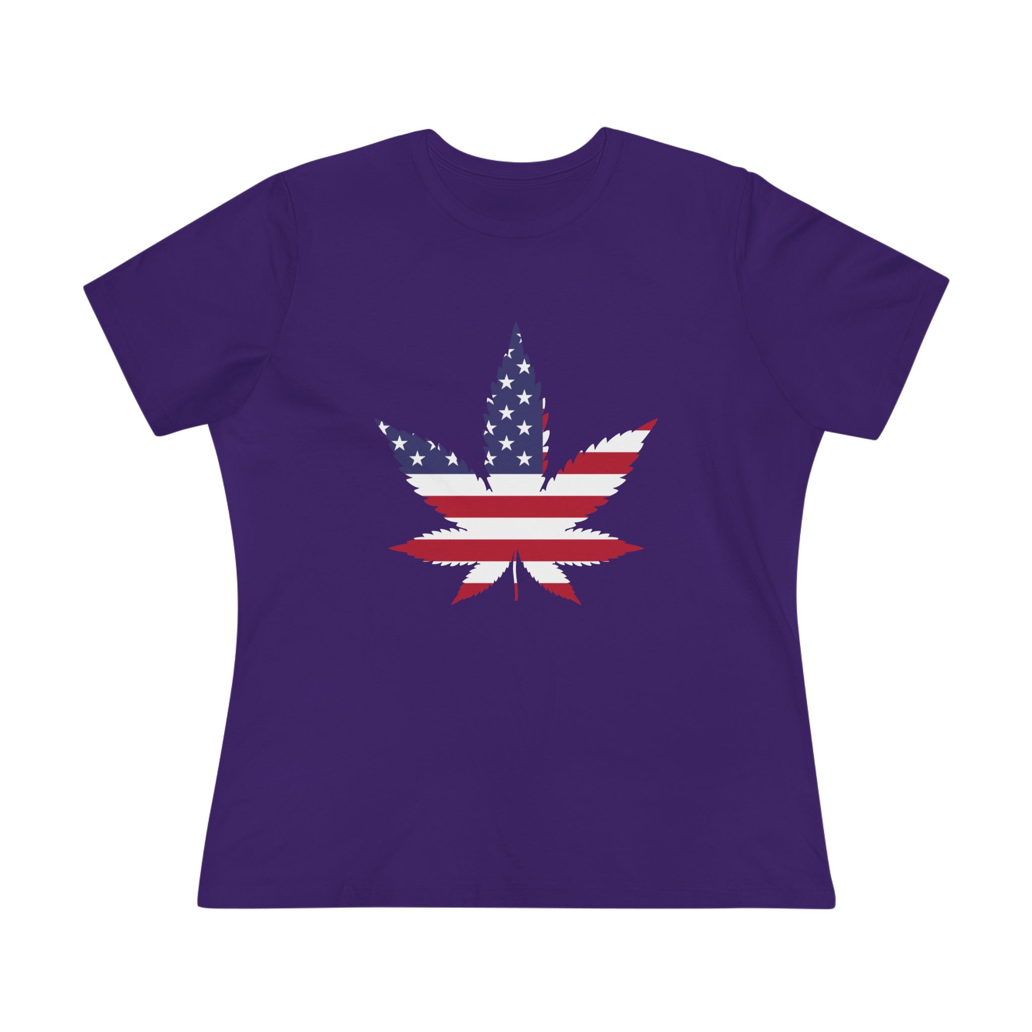Patriotic Cannabis Leaf Tee — American Flag Weed Shirt for Women - Image 6